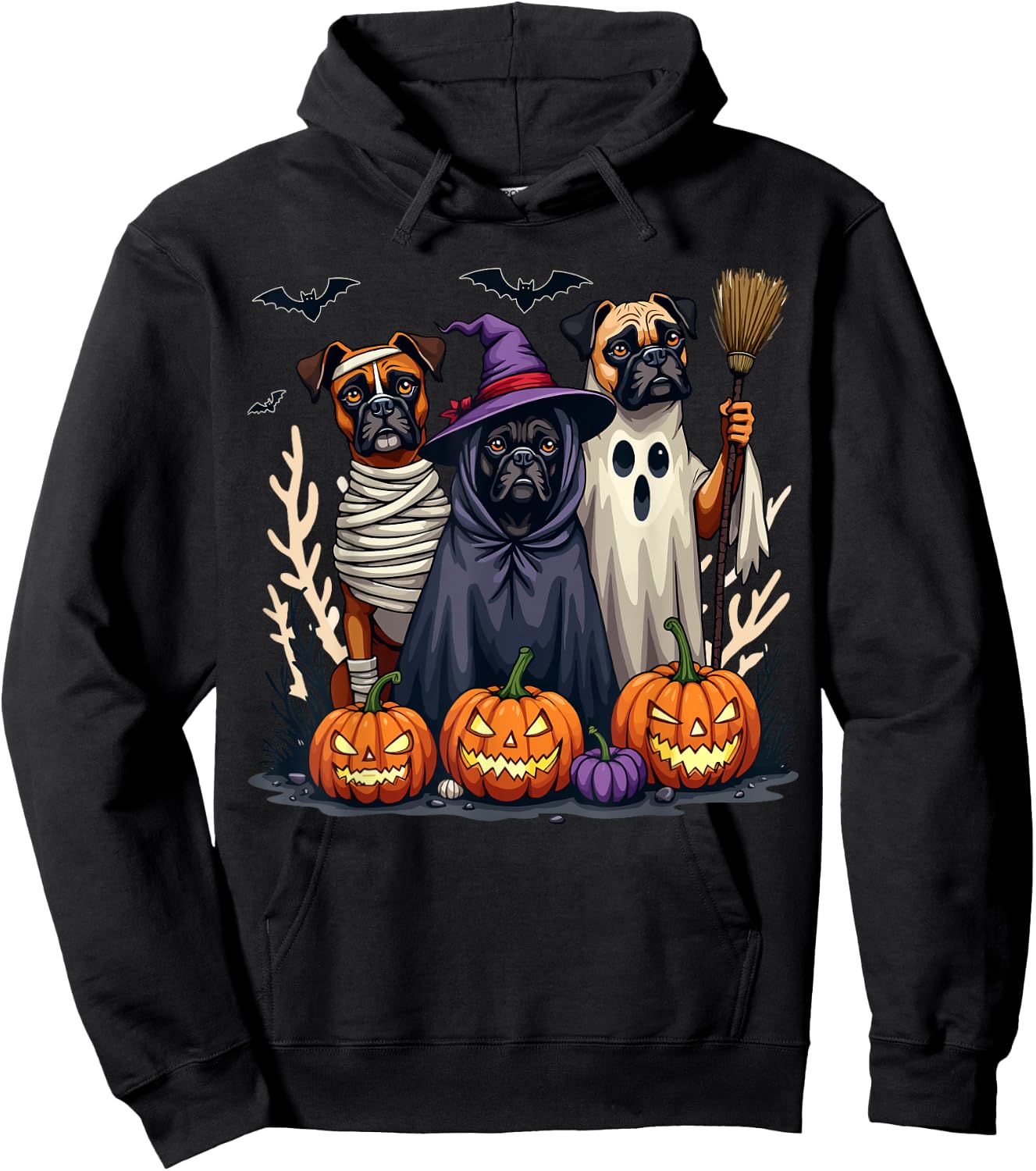 Boxer Halloween Costume Cute Spooky Dog Lover Men Women Kids Hoodie - Hoodie | Black