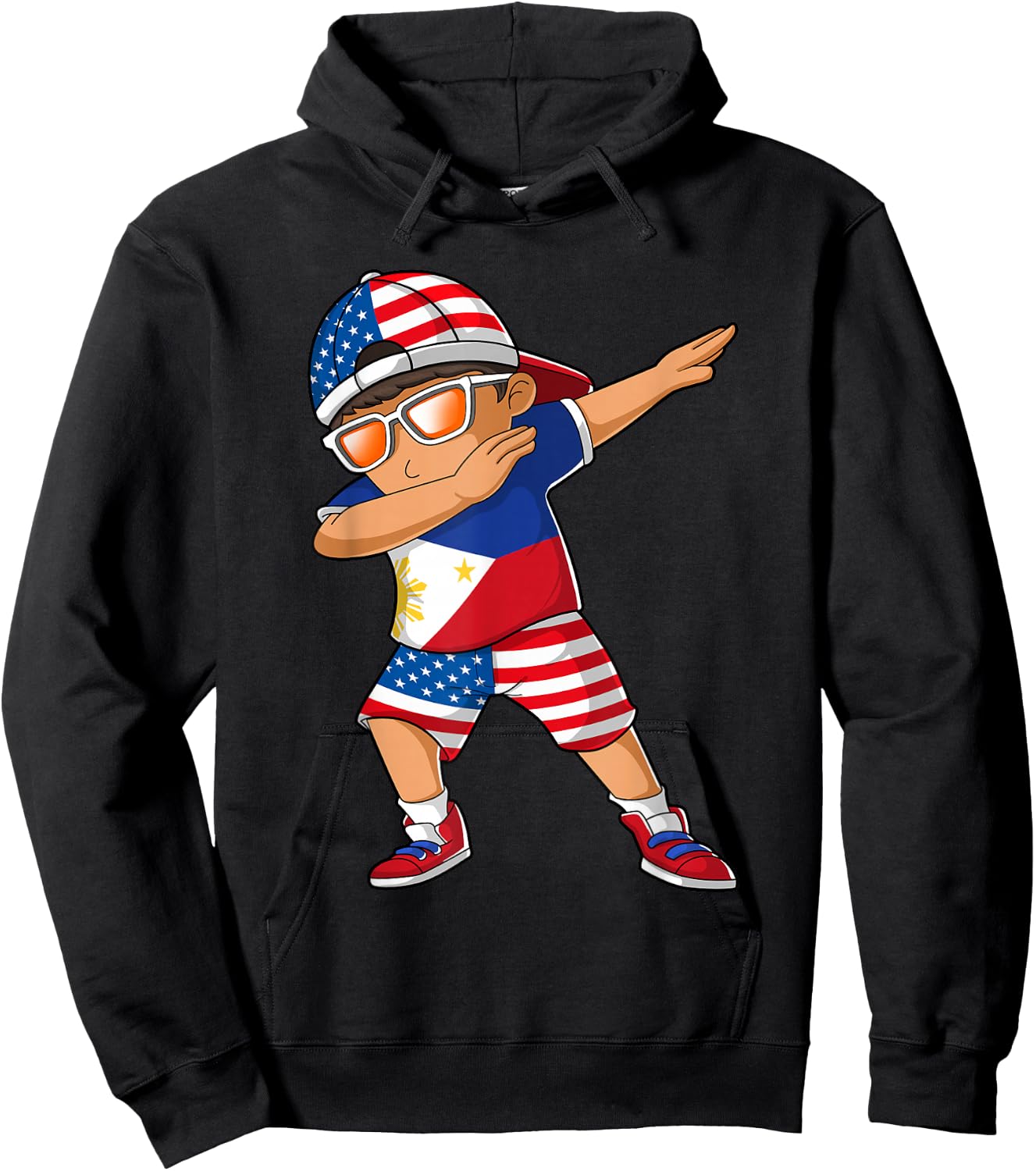 Half American Half Filipino Boy Kid Philippine Flag Hoodie - Hoodie | Black