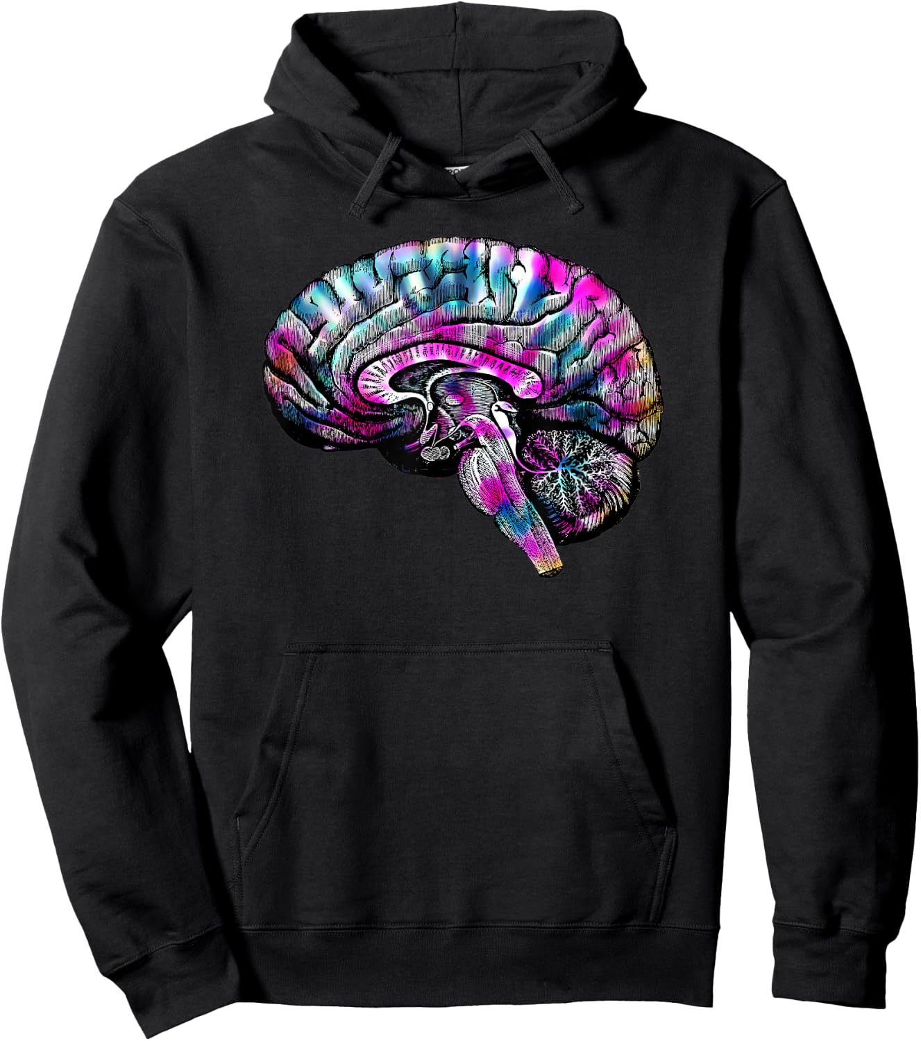 Psychedelic Art Creative Tie Dye Human Brain Retro Women Men Hoodie - Hoodie | Black
