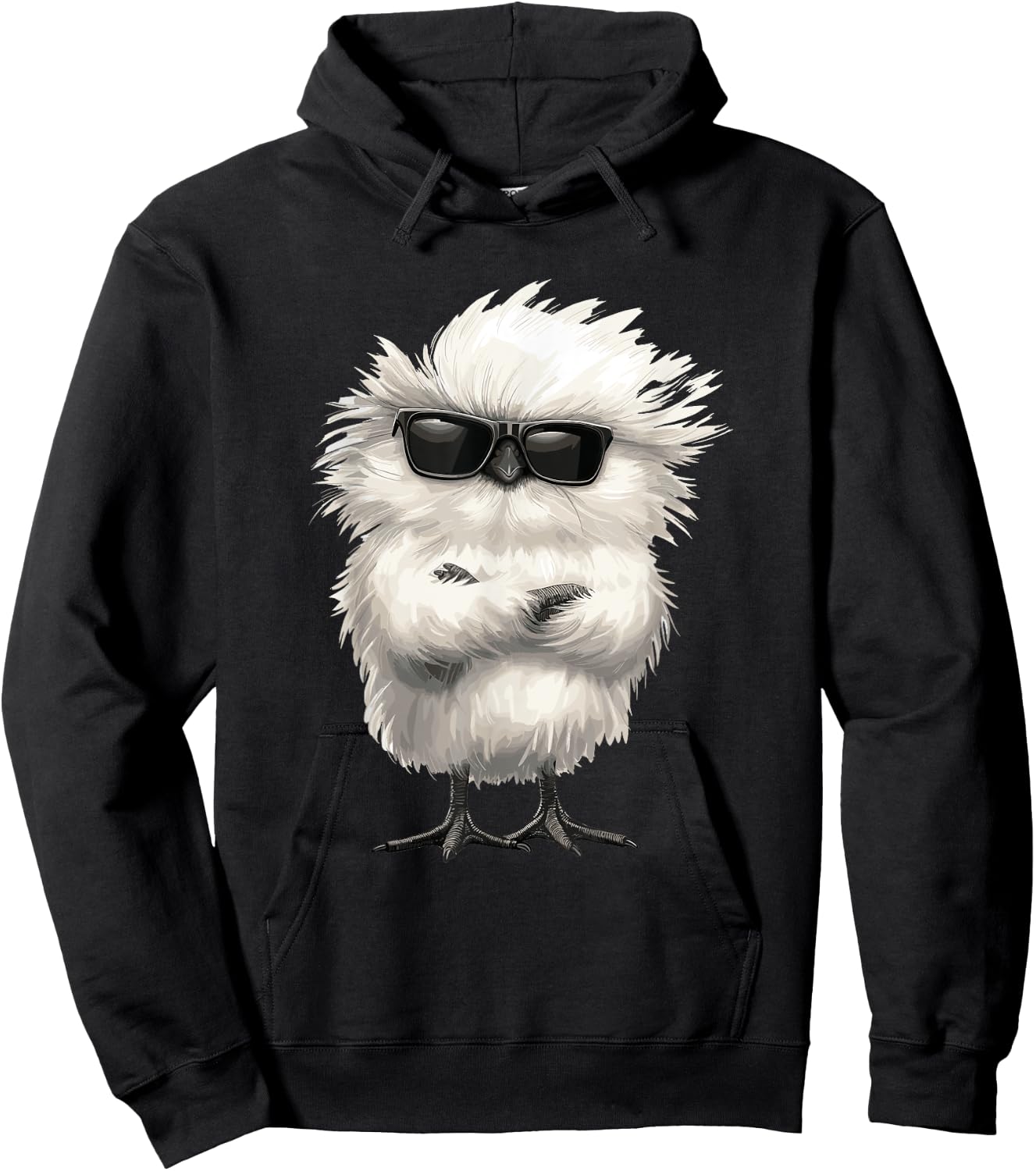 Silky Chicken Stuffed Animal Sunglasses Silkie Chicken Hoodie - Hoodie | Black