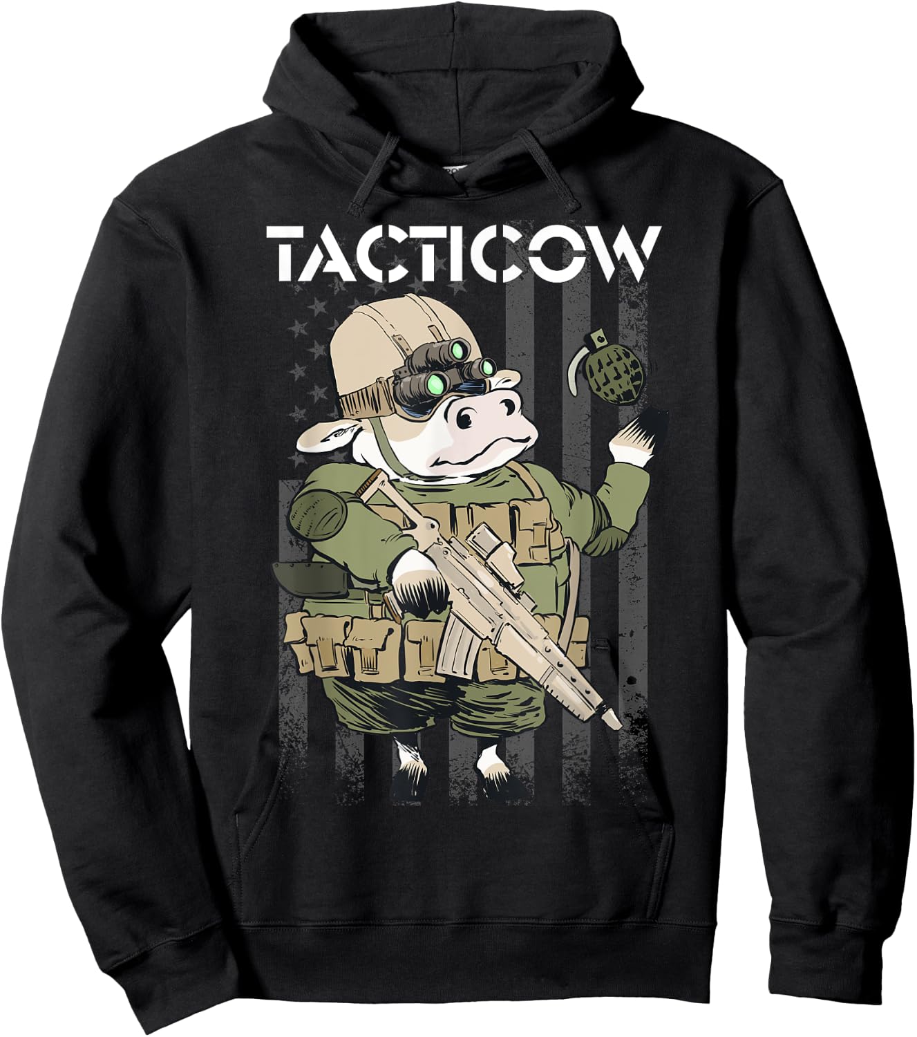 Funny Cow Farmer tactical dairy tactical men's women's Hoodie - Hoodie | Black