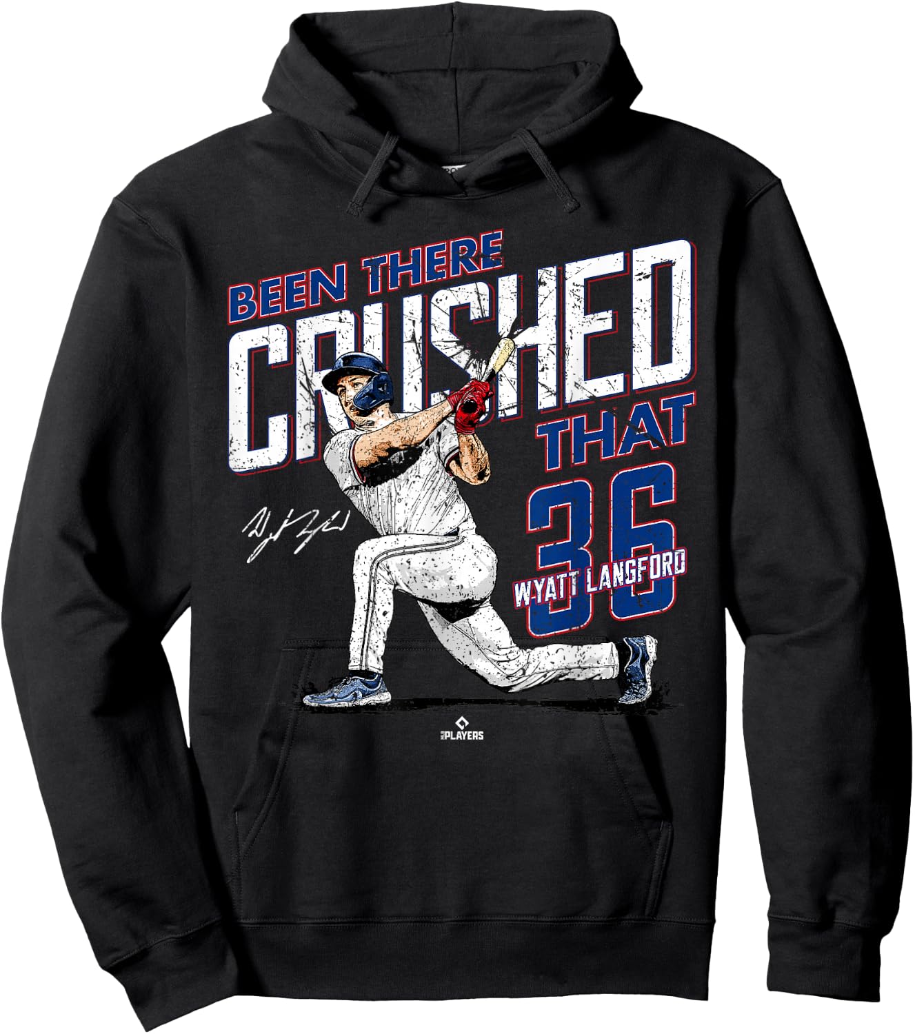 Ballpark MVP Been There Crushed That Wyatt Langford Texas MLBPA , Small, Black Hoodie - Hoodie | Black