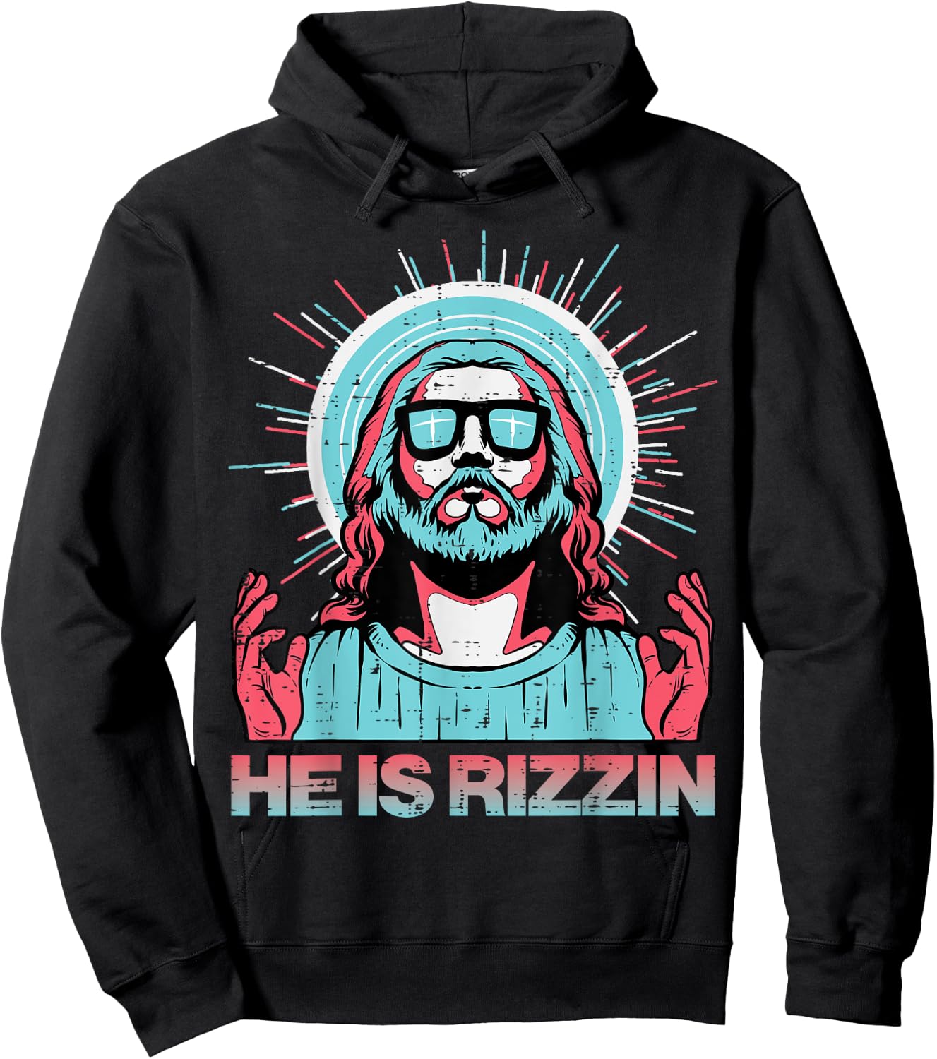 He Is Rizzin Risen Jesus Easter Funny Saying Women Men Kids Hoodie - Hoodie | Black