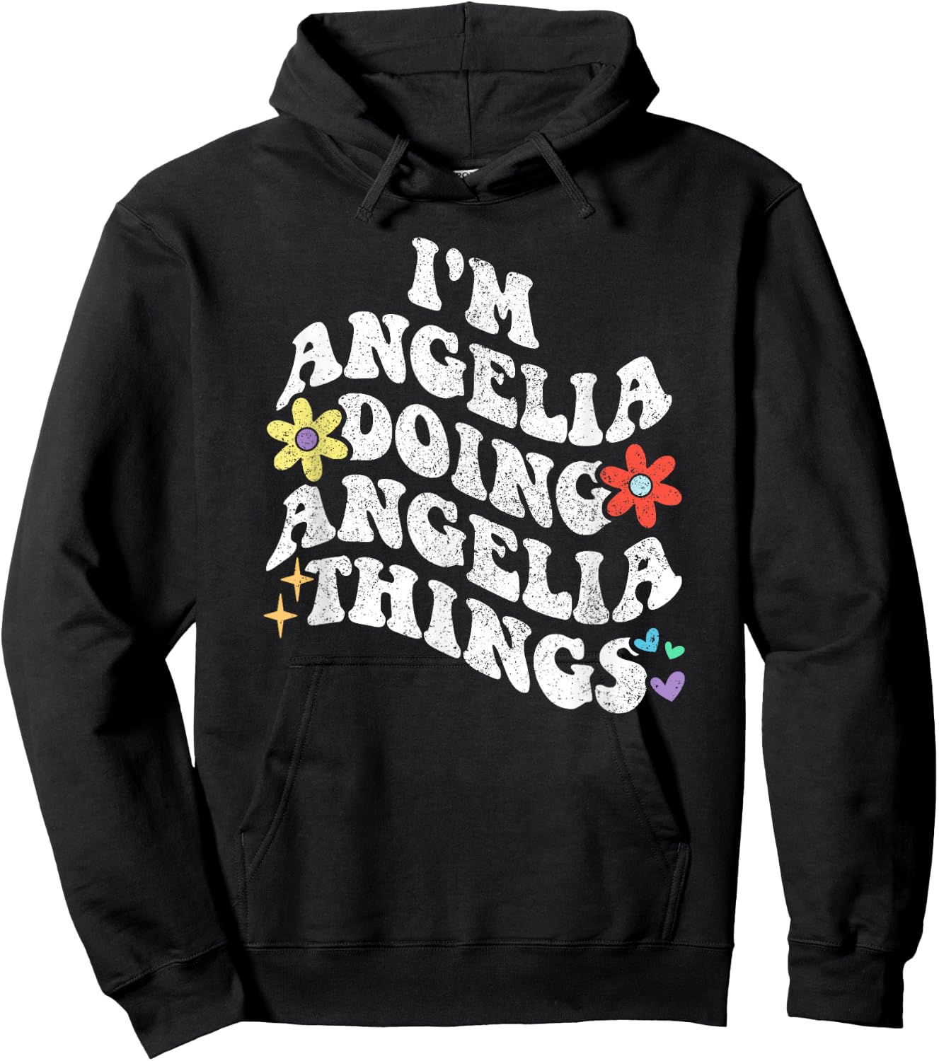 Retro Groovy Im ANGELIA Doing ANGELIA Things Funny Mother's Hoodie - Hoodie | Black