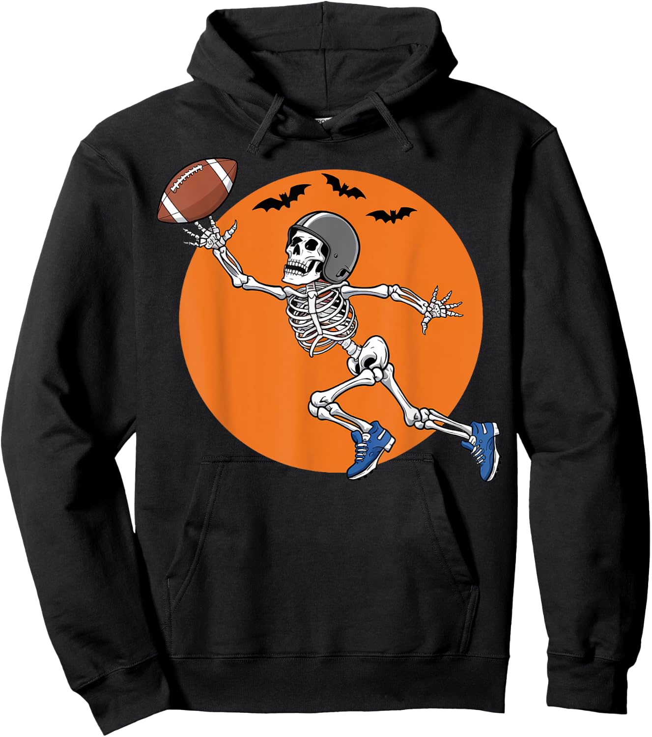 American Football Skeleton Halloween Gifts Men Women Boys Hoodie - Hoodie | Black