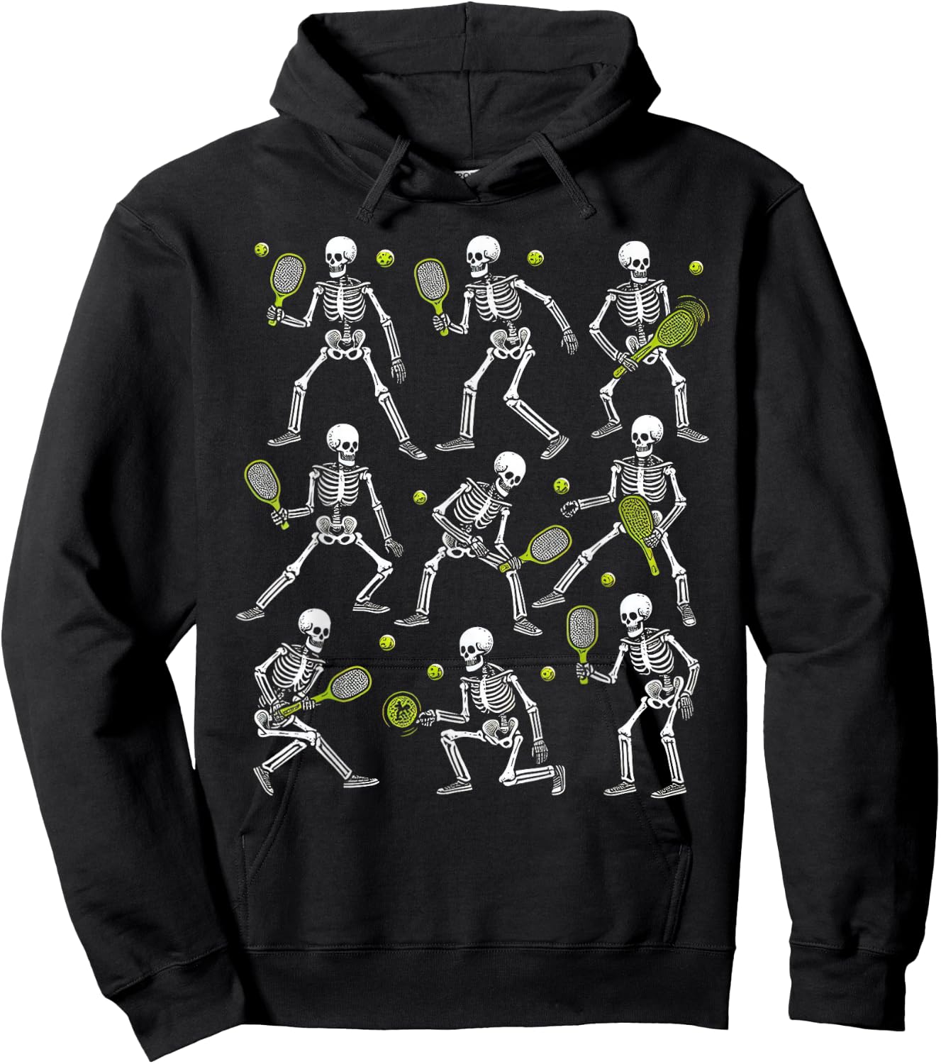 Funny Halloween Pickle Ball Skeletons Play Pickle Ball Boys Hoodie - Hoodie | Black