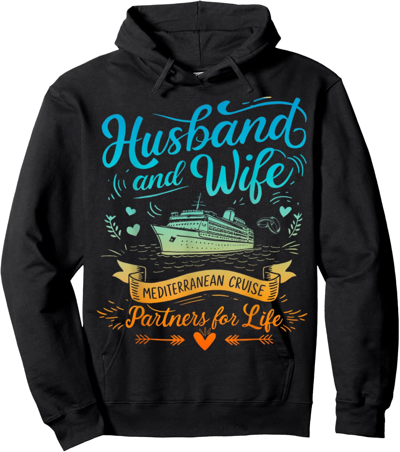 Husband And Wife Mediterranean Cruising Vacation Men Women Hoodie - Hoodie | Black