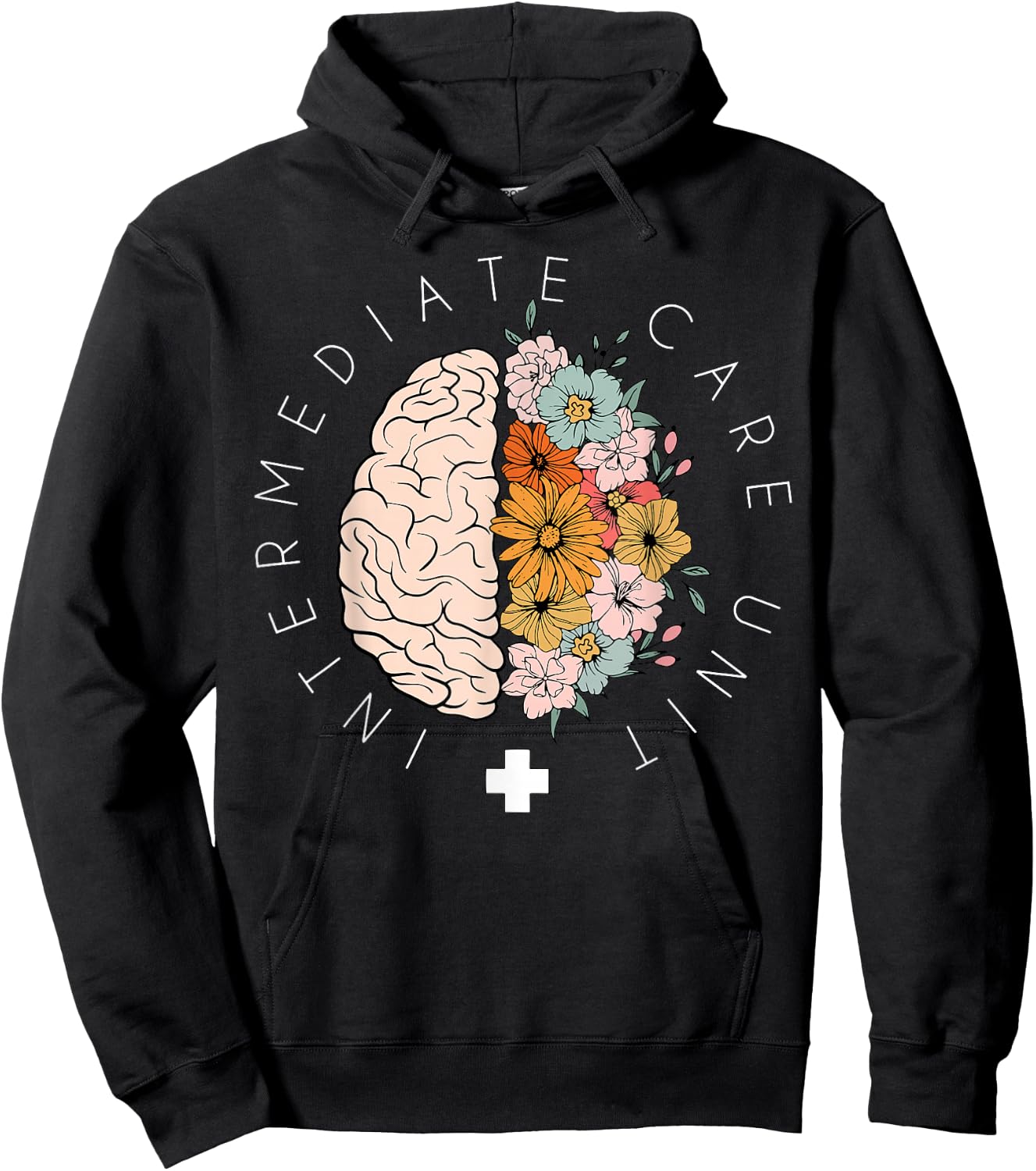 Floral Brain IMCU Intermediate Care Unit Nurse Appreciation Hoodie - Hoodie | Black