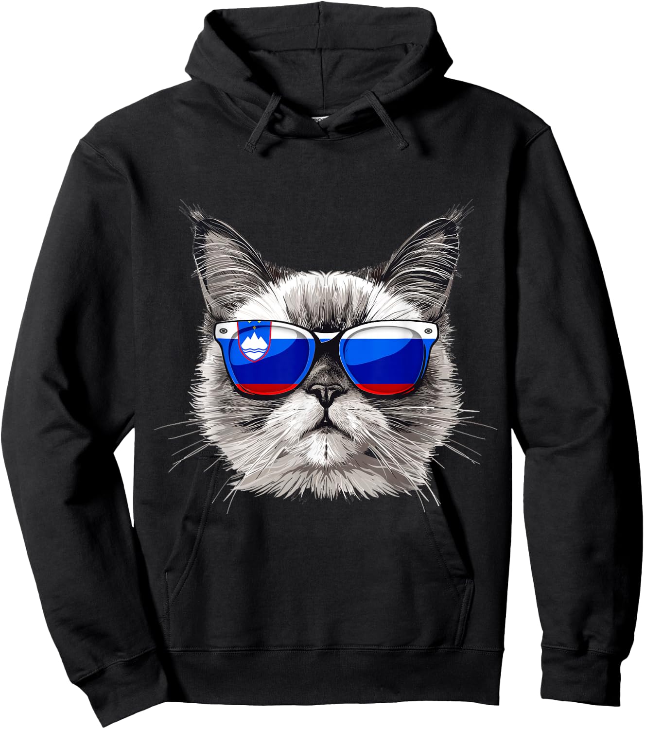 Slovenia Flag Cat Mom Souvenirs Products Kitten Slovenian Hoodie - Hoodie | Black