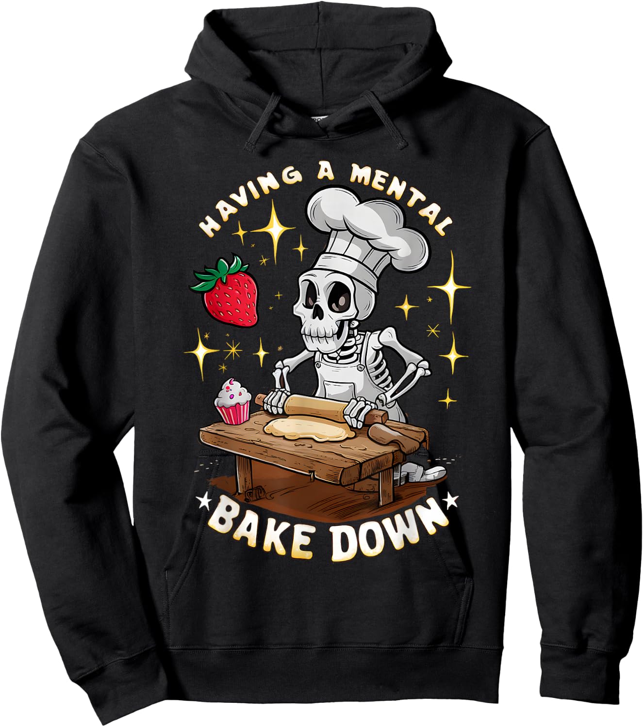 Having A Mental Bake Down Funny Skeleton Baker Halloween Hoodie - Hoodie | Black