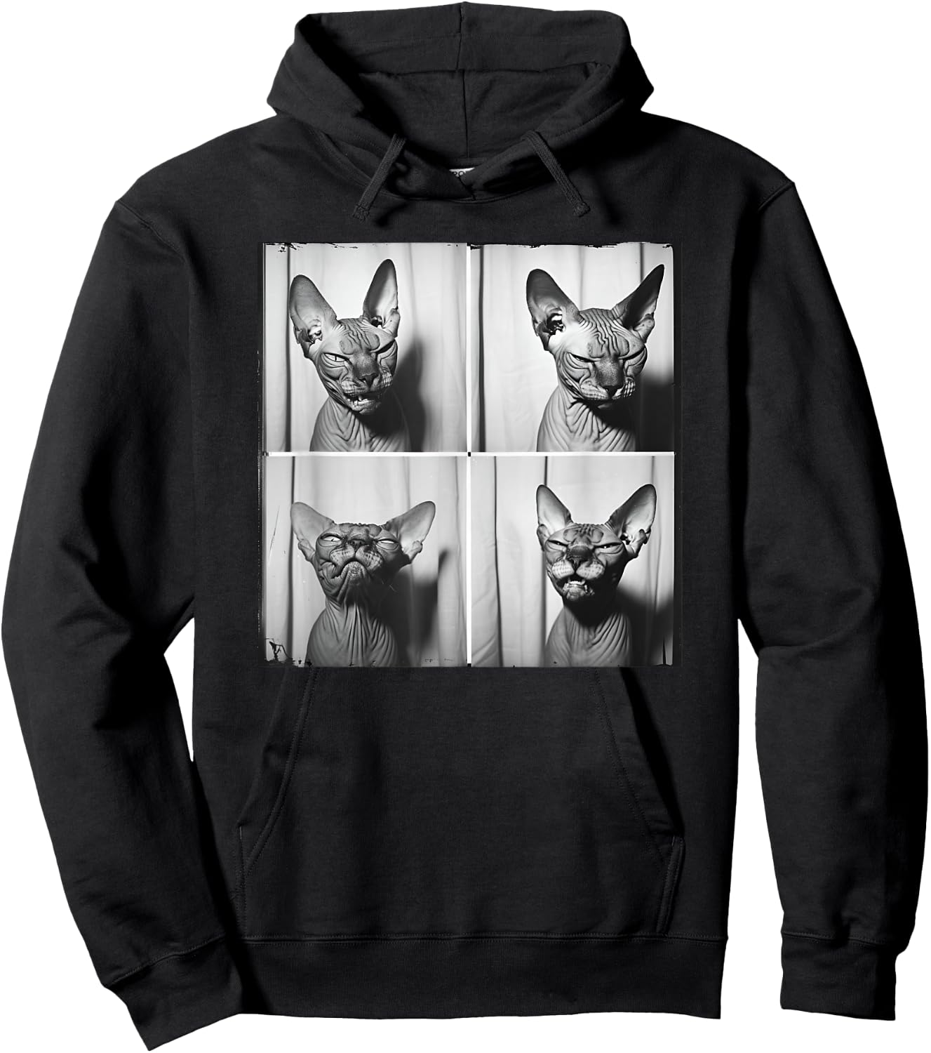 Funny Sphynx Cat Face Pet Photo Portrait Love Sphynx Cats Men Women Girls Kids Hoodie - Hoodie | Black