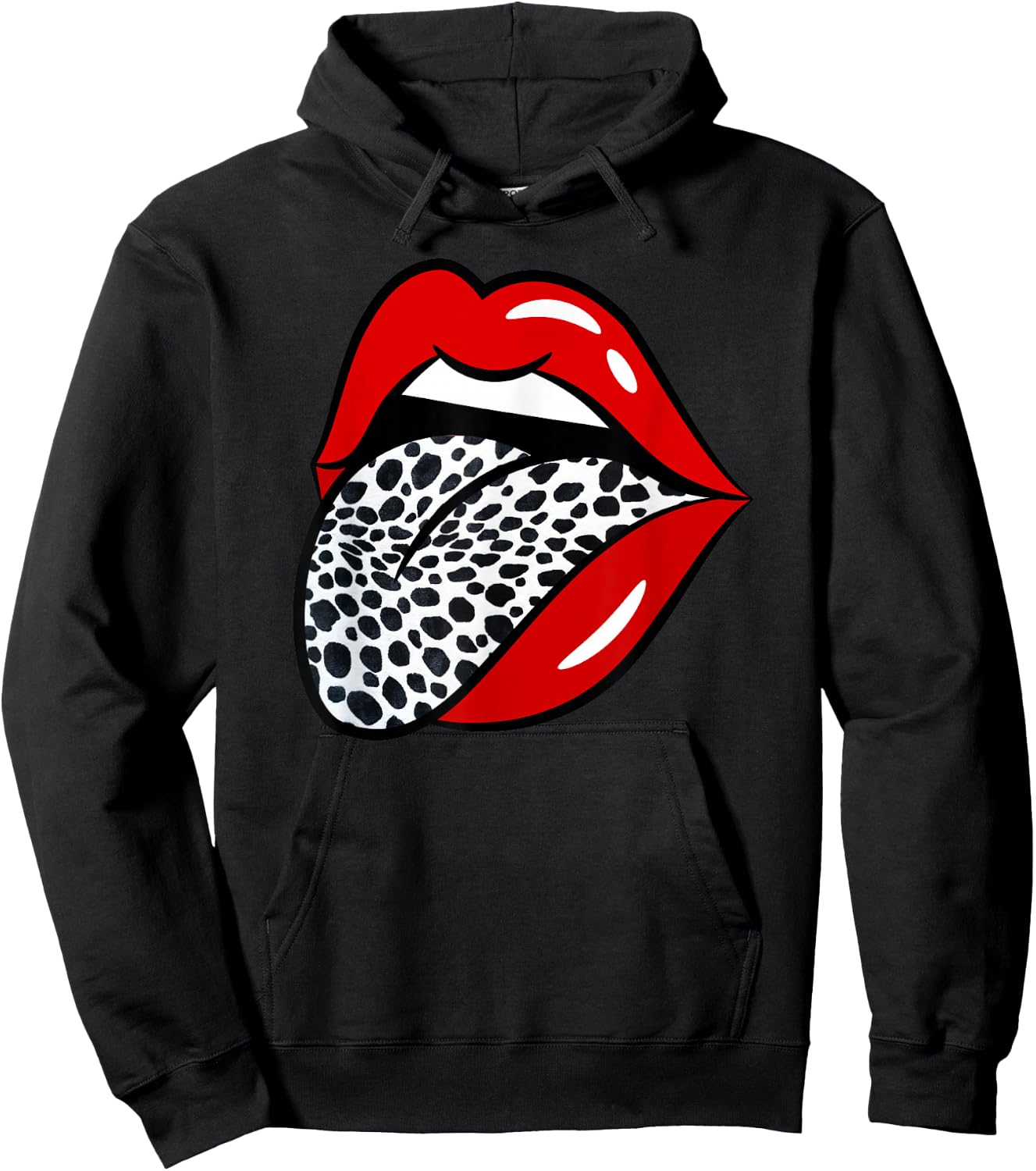 Red Lips Dalmatian Dog White Tongue Animal Pet Puppy Hoodie - Hoodie | Black