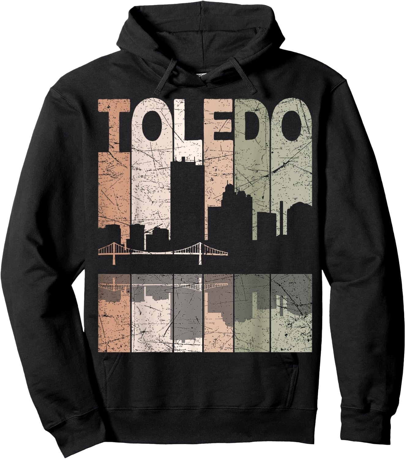 Toledo Vintage Toledo Ohio Retro Toledo Skyline , Small, Black Hoodie - Hoodie | Black