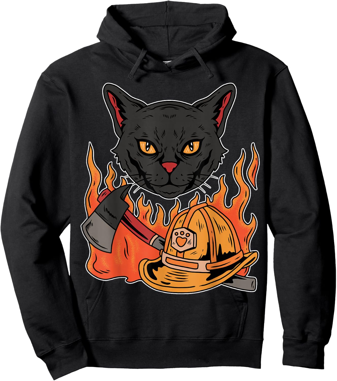 Funny Bombay Cat TUWQXF Cute Cat Lover Designs -Kids, Adults Cat Lovers All Ages Black Cat Funny Fireman Hoodie - Hoodie | Black