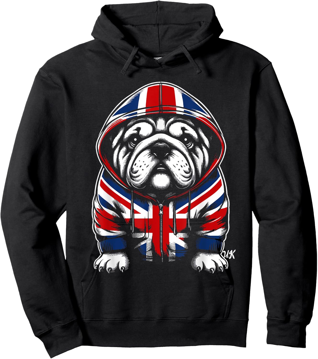 Bulldog UK British Flag England Women Kids Hoodie - Hoodie | Black