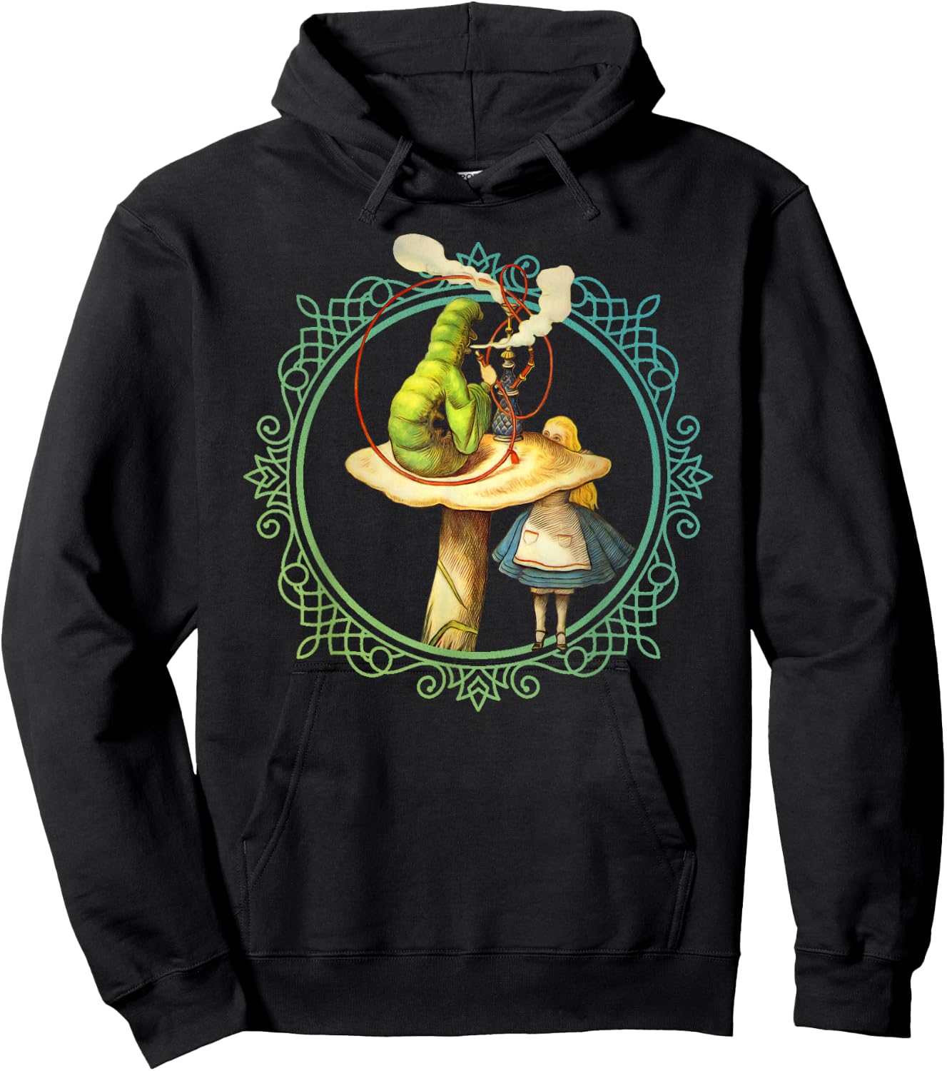 Alice and the Smoking Caterpillar - T Shirt Design Hoodie - Hoodie | Black