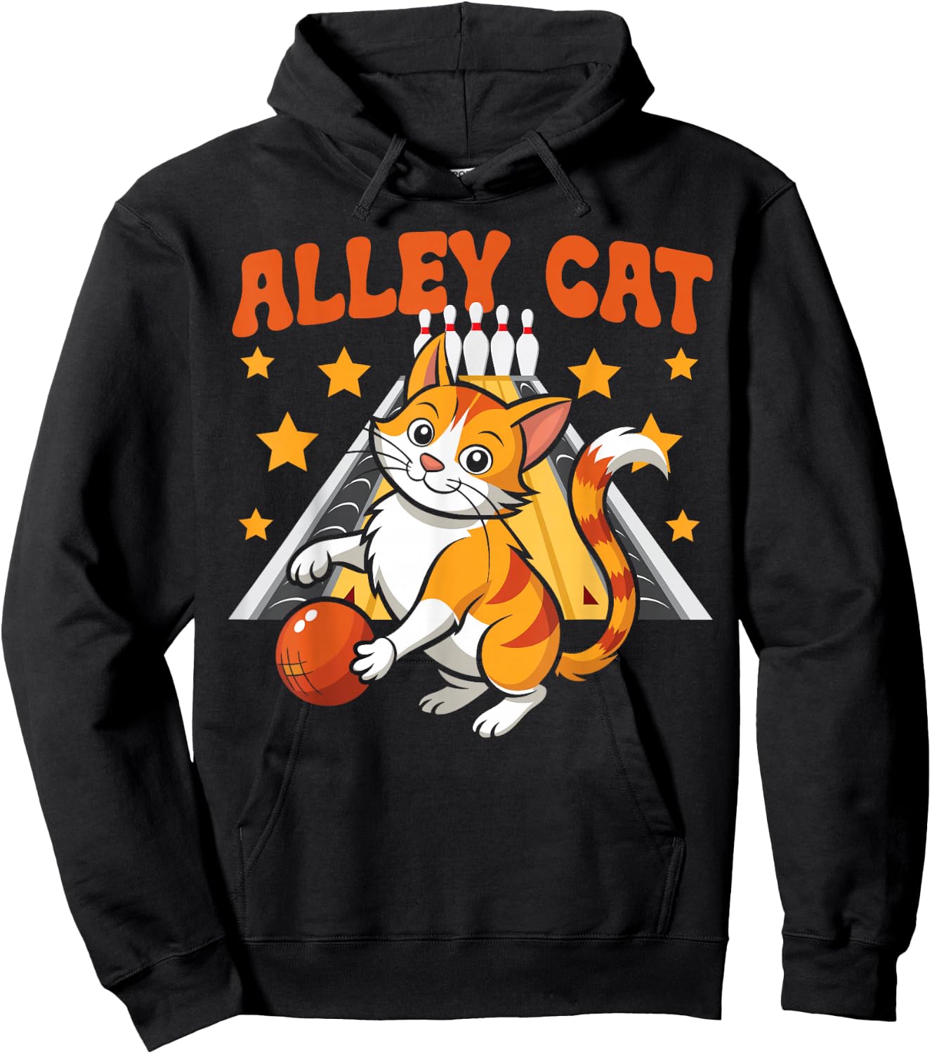 Funny Bowling Cat Pun Alley Cat Hoodie - Hoodie | Black
