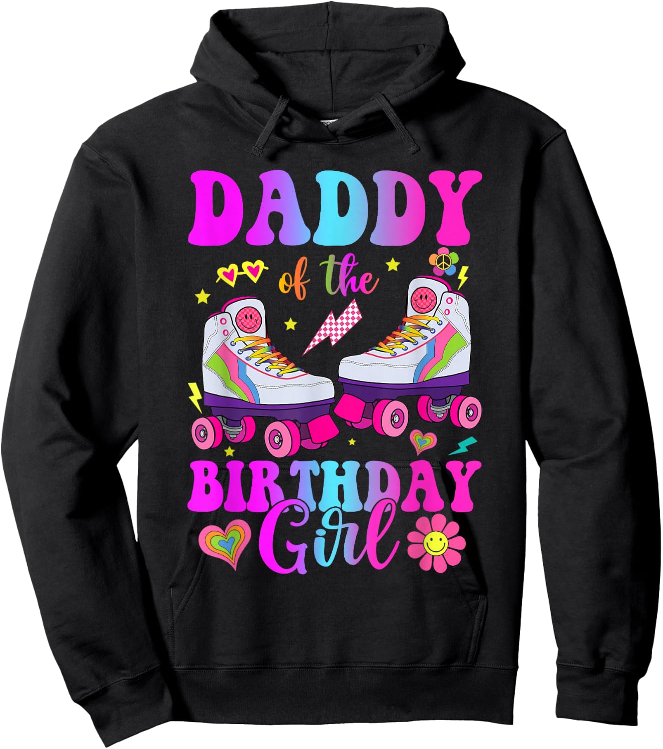 Let's Roll Daddy of the Birthday girl Roller Skate Birthday Hoodie - Hoodie | Black