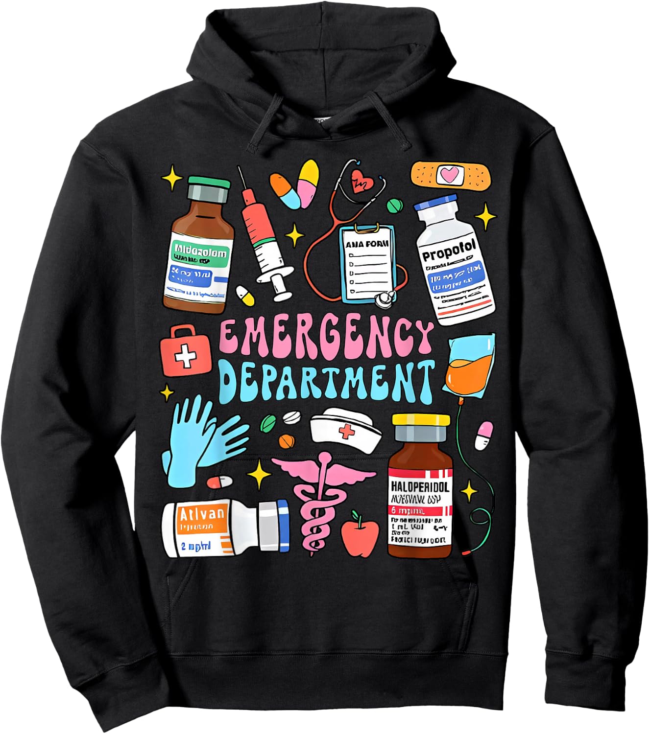 Retro Emergency Department Emergency Room ER ED Nurse Tech Hoodie - Hoodie | Black