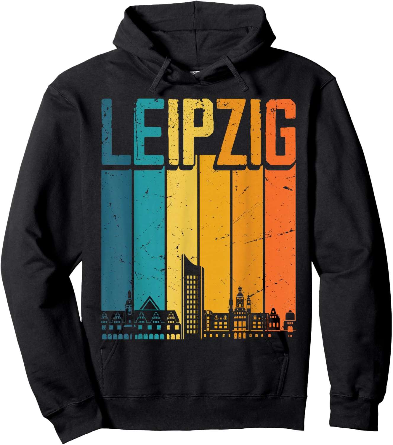 Leipzig Skyline Retro Vintage Souvenir Leipzig Hoodie - Hoodie | Black
