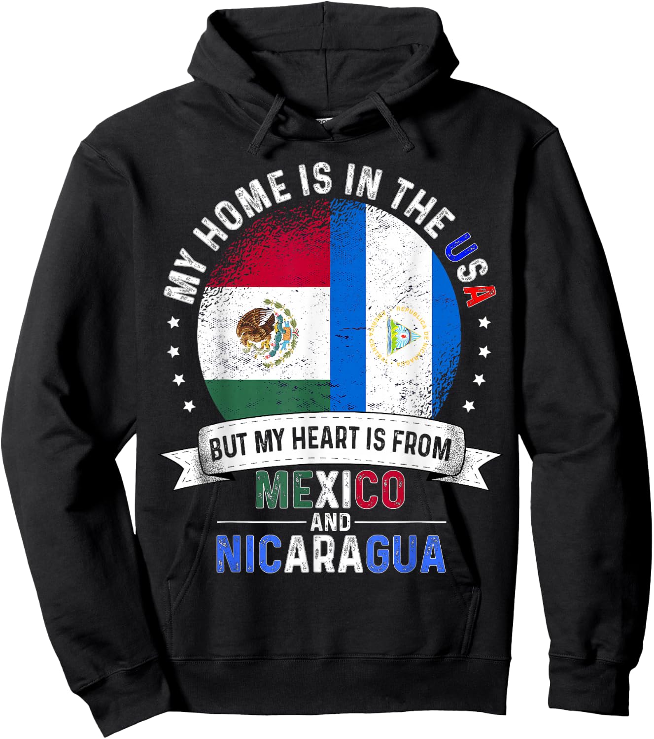 American Mexican Nicaraguan Flags USA Mexico Nicaragua Hoodie - Hoodie | Black