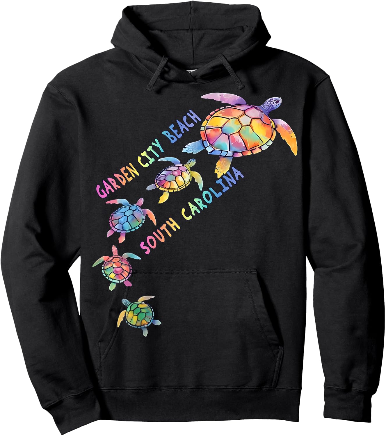 Garden City Beach South Carolina Sea Turtle Lover Beach GCB Women Girls Kids Hoodie - Hoodie | Black