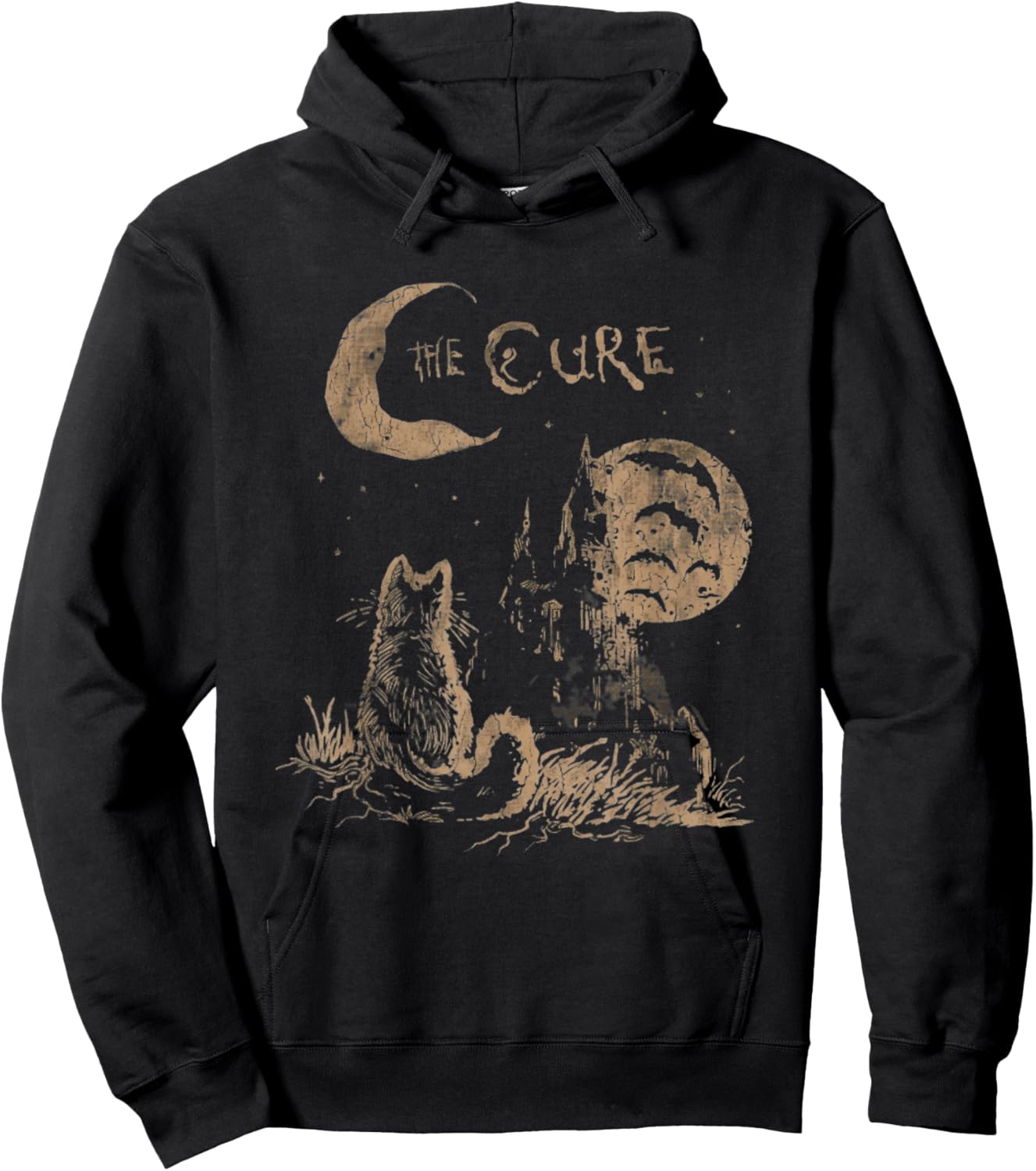 Midnight Cure Gothic Black Cat Retro Graphic Hoodie - Hoodie | Black