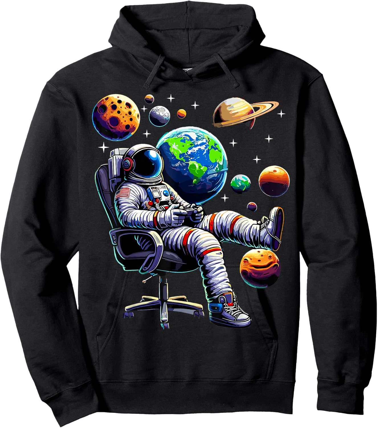 Astronaut Gamer Space Gaming System Planets Hoodie - Hoodie | Black