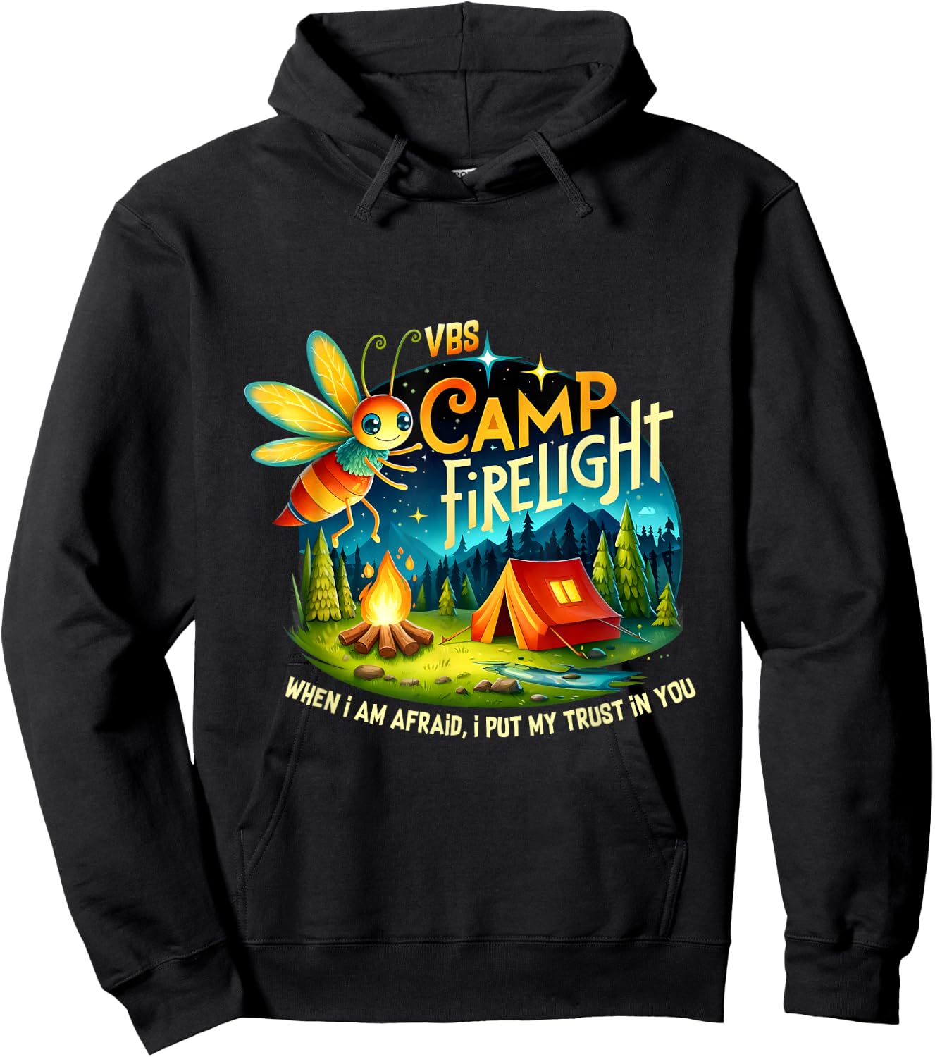 VBS Camp Firework 2024 Camp Firelight Vacation Bible School Hoodie - Hoodie | Black