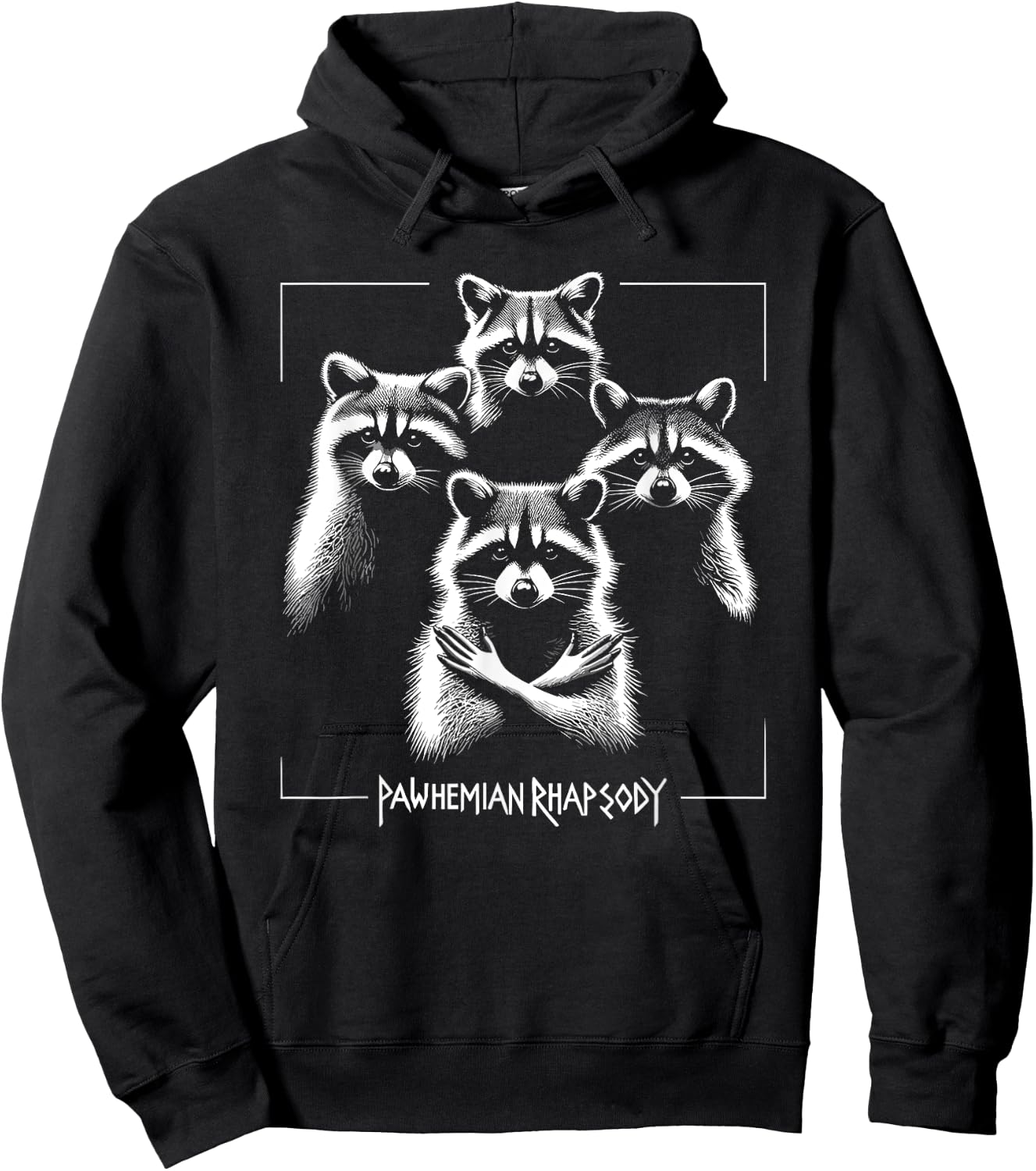 Retro Raccoon Rock Music Concert Band Novelty Funny Raccoon Hoodie - Hoodie | Black