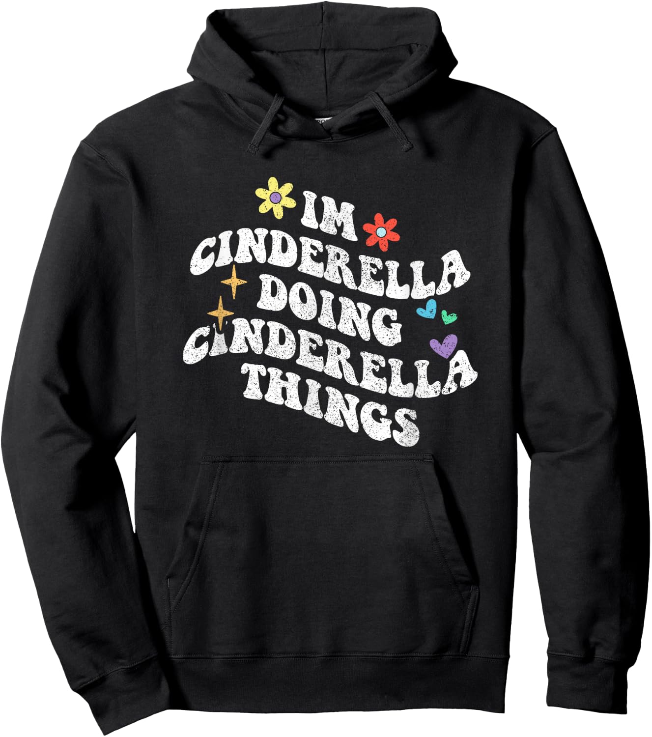 Personalized Name Mothers Day outfit Retro Groovy Im Cinderella Doing Cinderella Things Funny Hoodie - Hoodie | Black