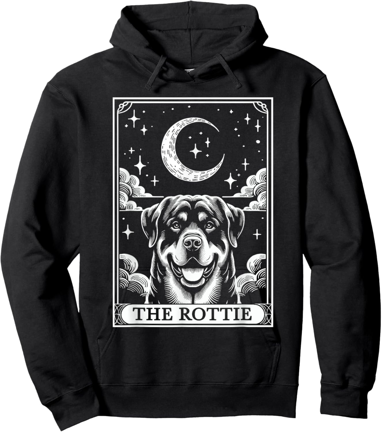 Tarot Card Vintage Crescent Moon Rottweiler Rottie Dog Mom Women Kids Hoodie - Hoodie | Black