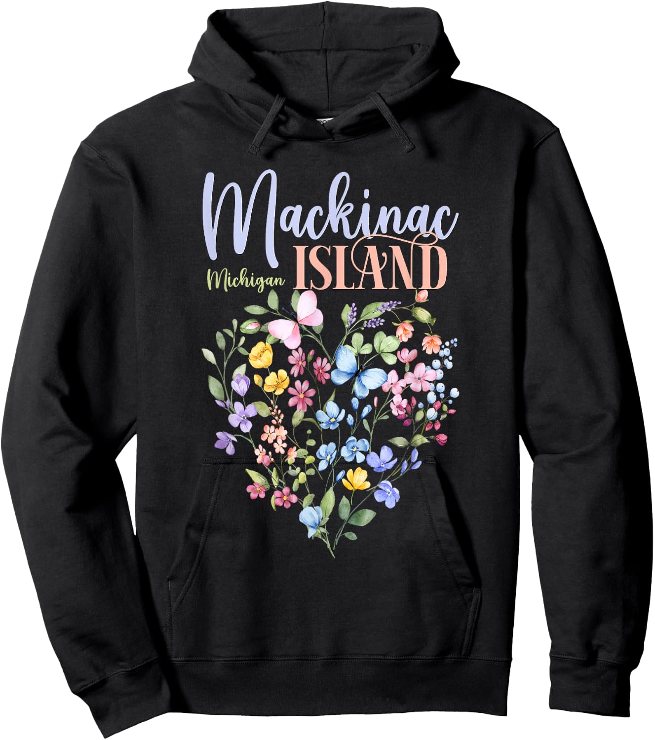 Mackinac Island Michigan Wildflowers Heart I Love Michigan Hoodie - Hoodie | Black