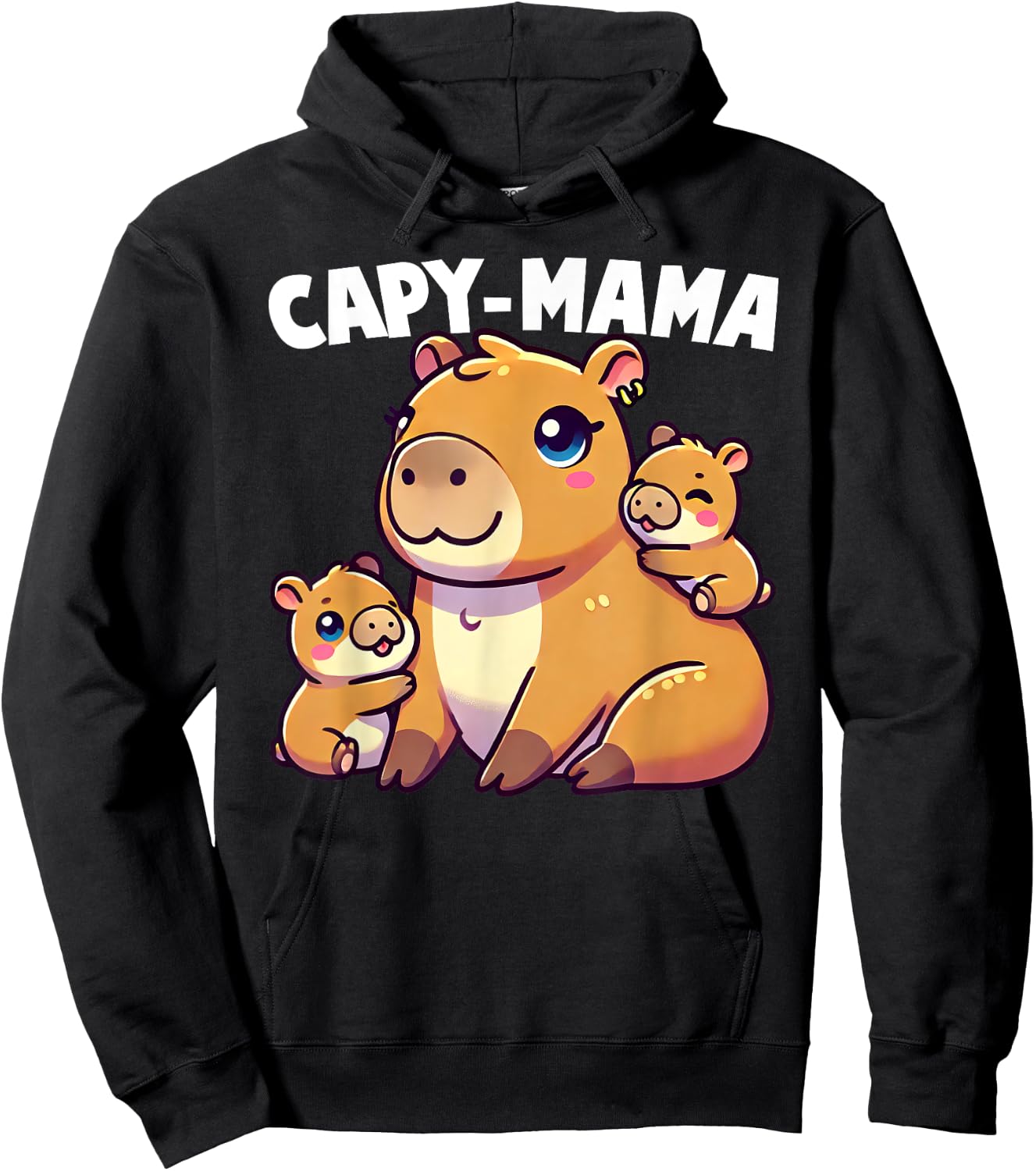 Funny Capybara Capy-Mama Babies Cute Boys Girls Kids Hoodie - Hoodie | Black