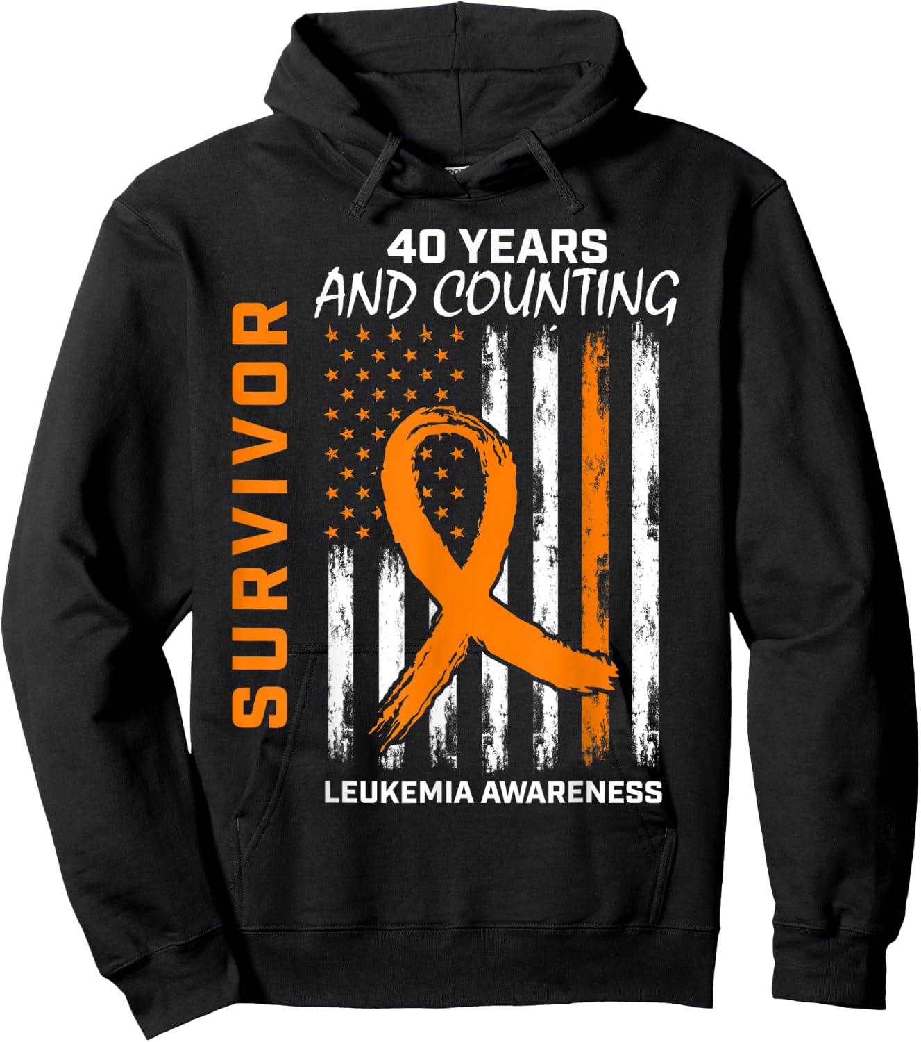 40 Years Cancer Free Leukemia Survivor Gifts American Flag Men Hoodie - Hoodie | Black