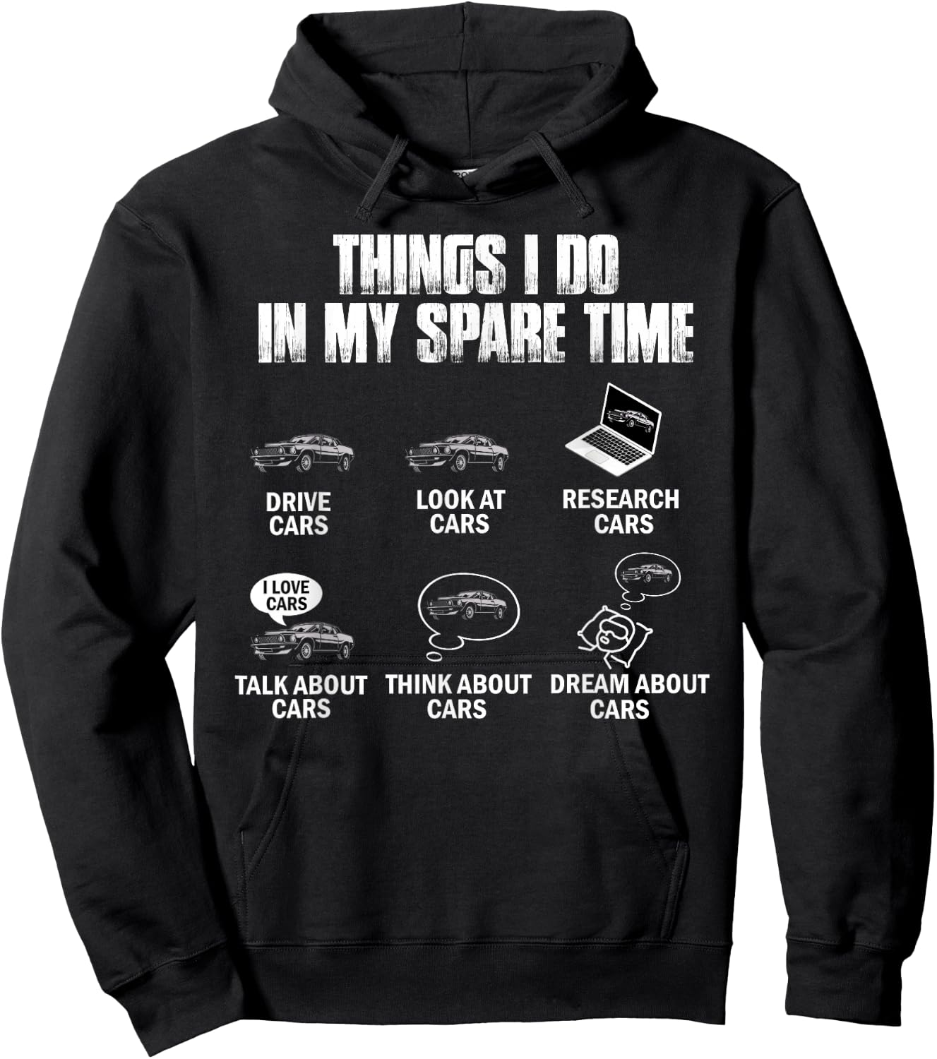 Things I Do In My Spare Time Funny Car Guy Car Enthusiast Hoodie - Hoodie | Black