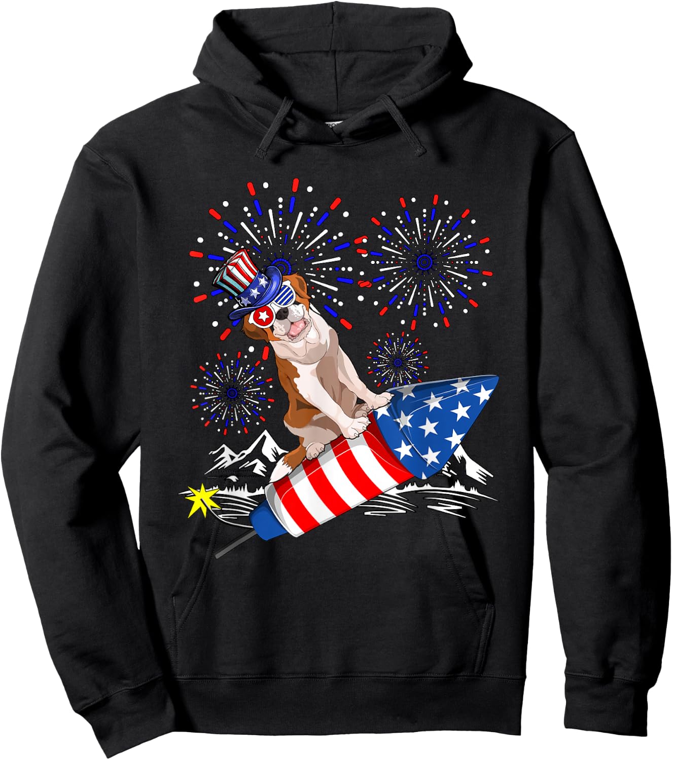 St. Bernard Costume 4th Of July Fireworks Patriotic Lover Hoodie - Hoodie | Black