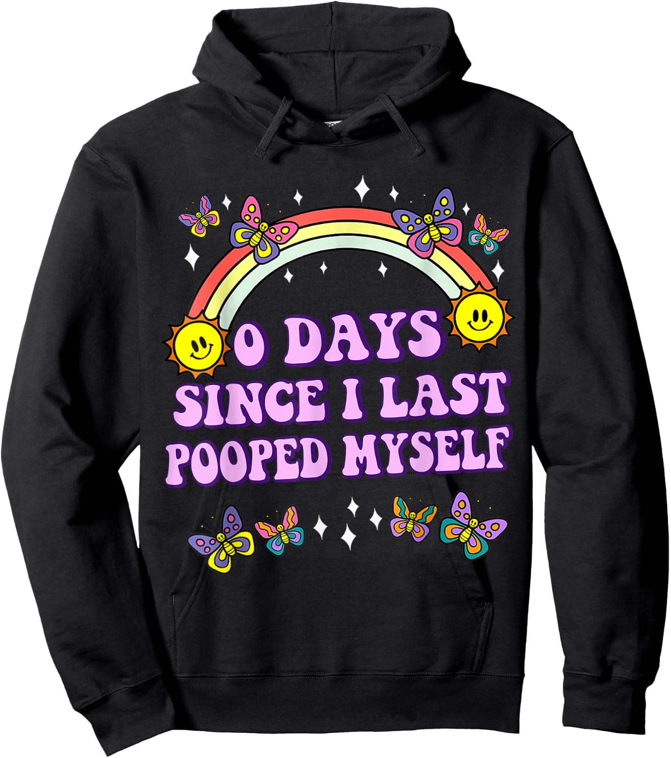 0 Days Since I Last Pooped Myself Funny Adult Humor Meme Hoodie - Hoodie | Black