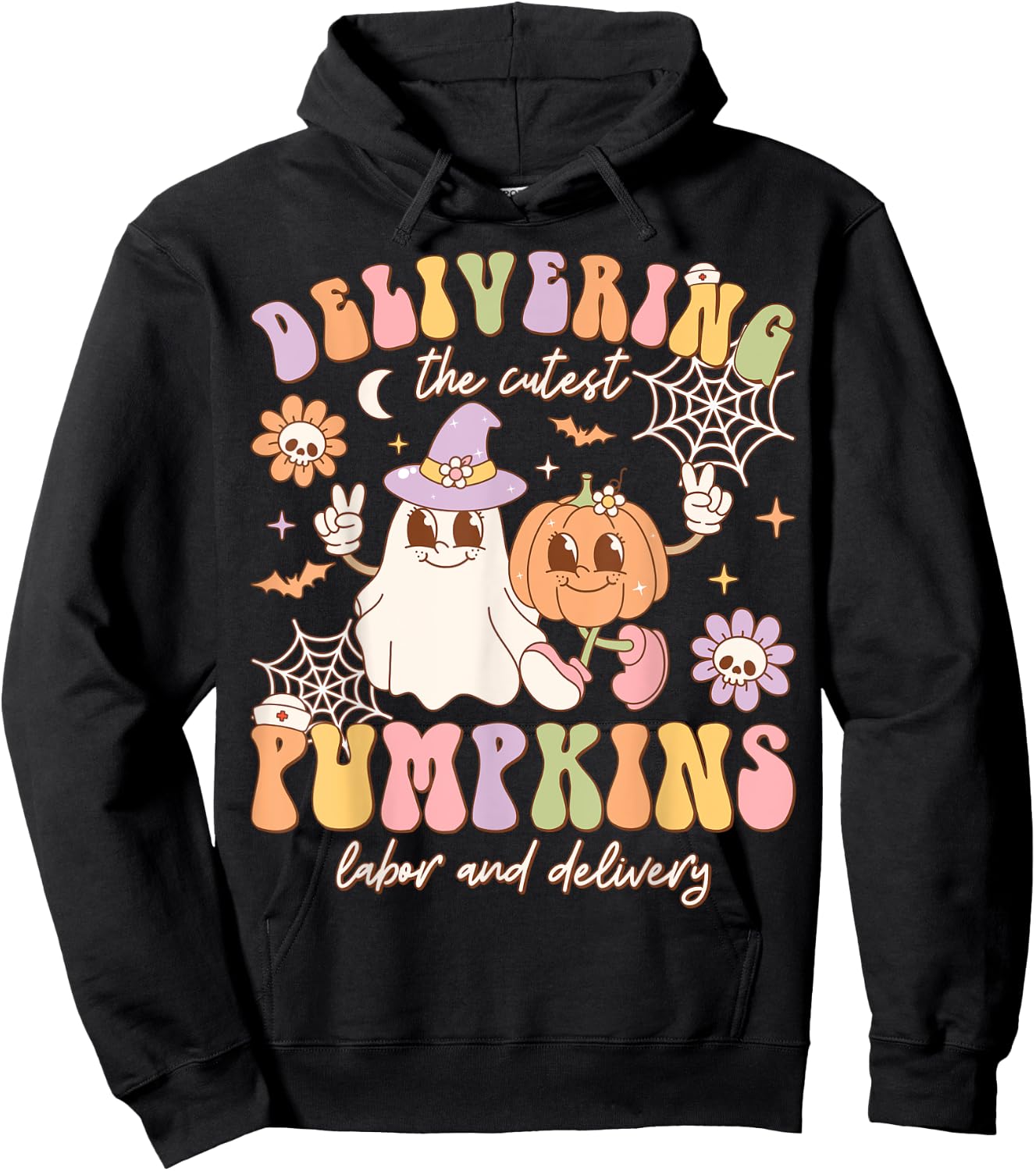 Delivering The Cutest Pumpkins Labor And Delivery Halloween Hoodie - Hoodie | Black