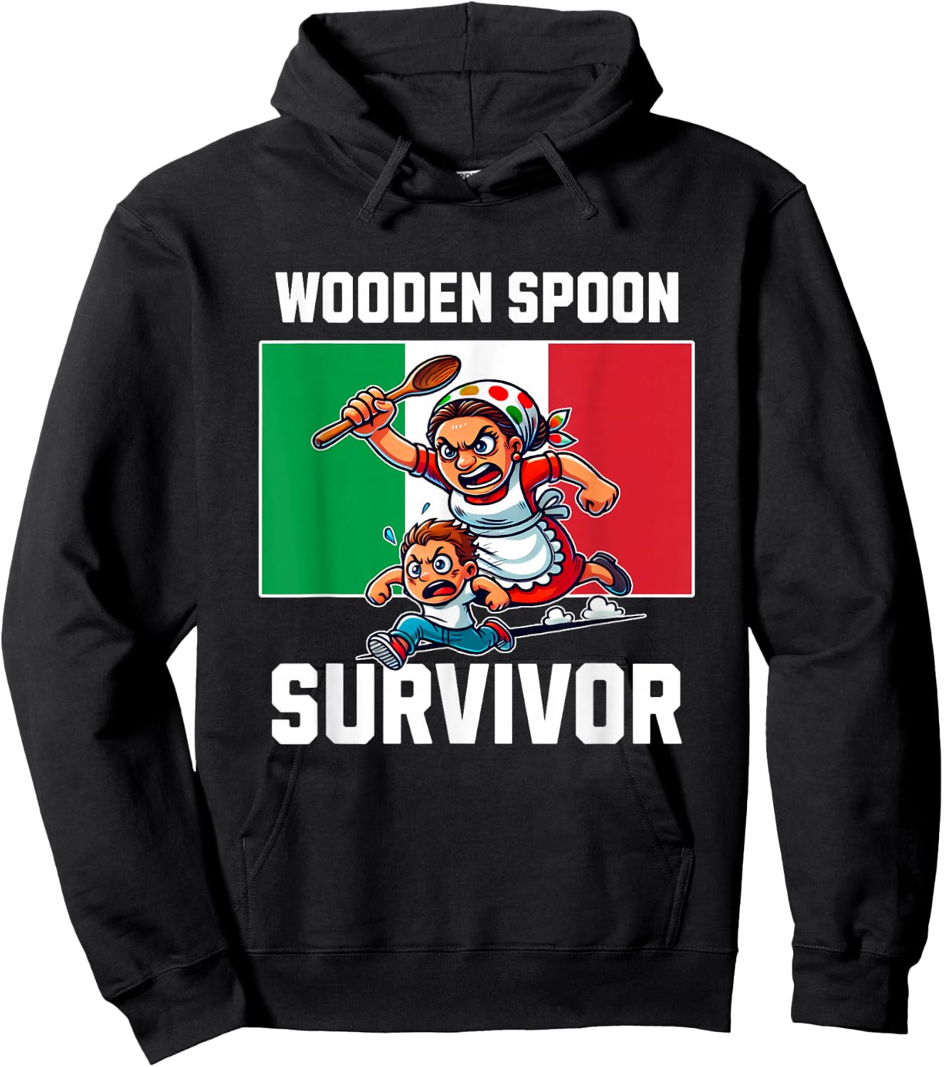 Wooden Spoon Survivor Survived Italian Mom Men Women Kid Hoodie - Hoodie | Black