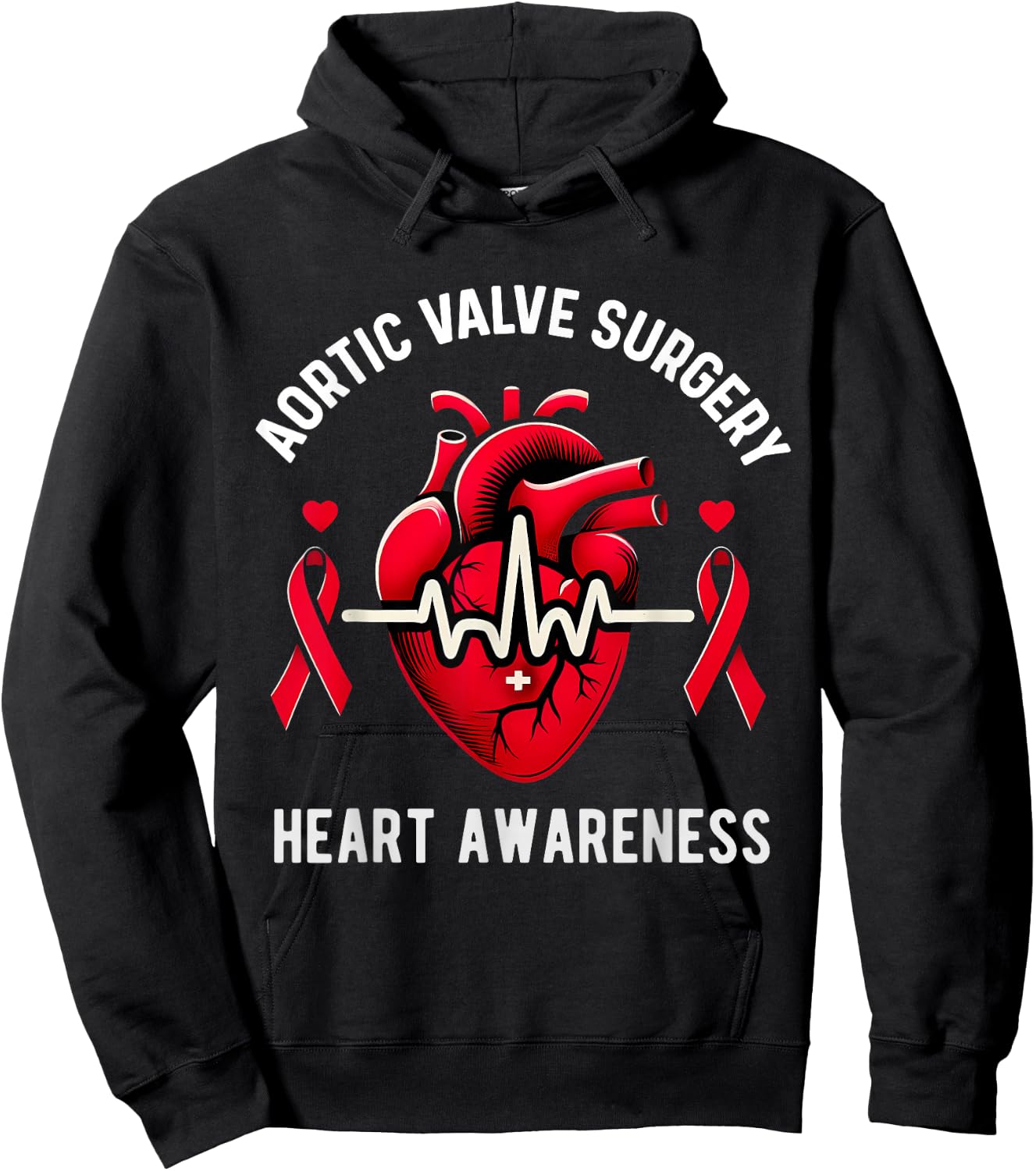 Heart Valve Surgery Shirt Heart Awareness Hoodie - Hoodie | Black
