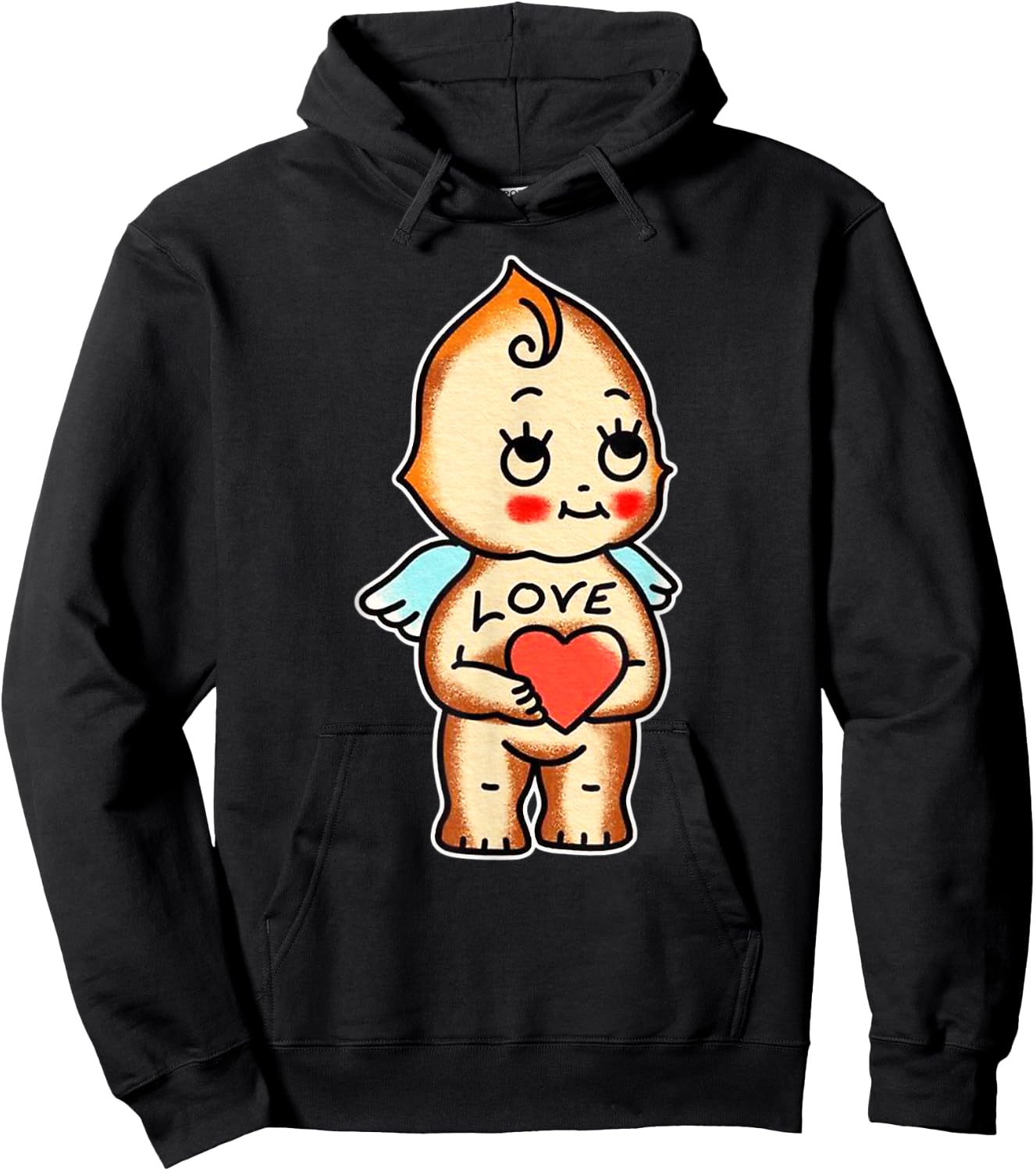 Urban Empyre Kewpie Baby Angel Cherub Cupid Love Traditional Tattoo Flash , Small Hoodie - Hoodie | Black