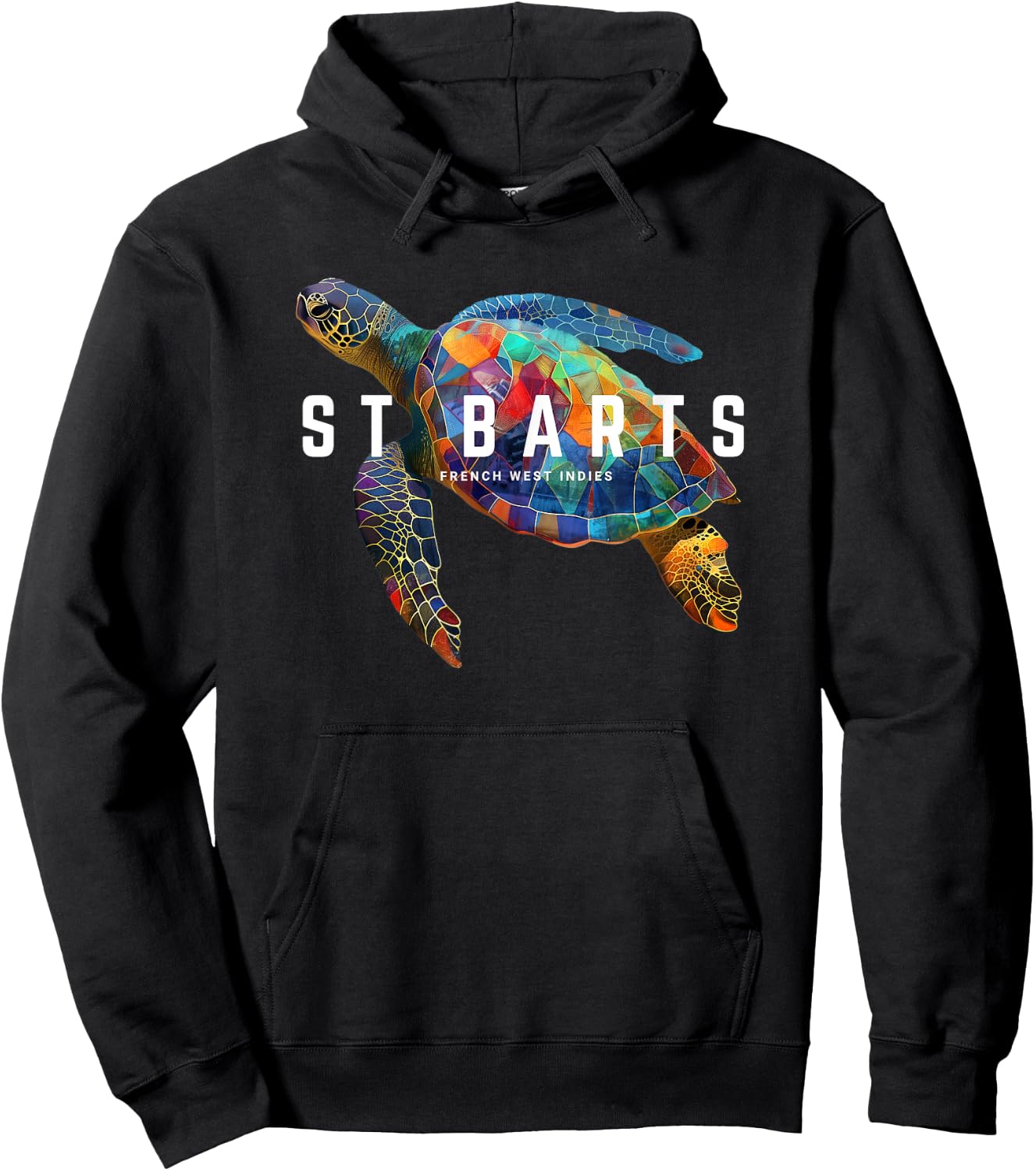 St Barts Caribbean Vintage St. Barths Ocean Sea Turtle Hoodie - Hoodie | Black