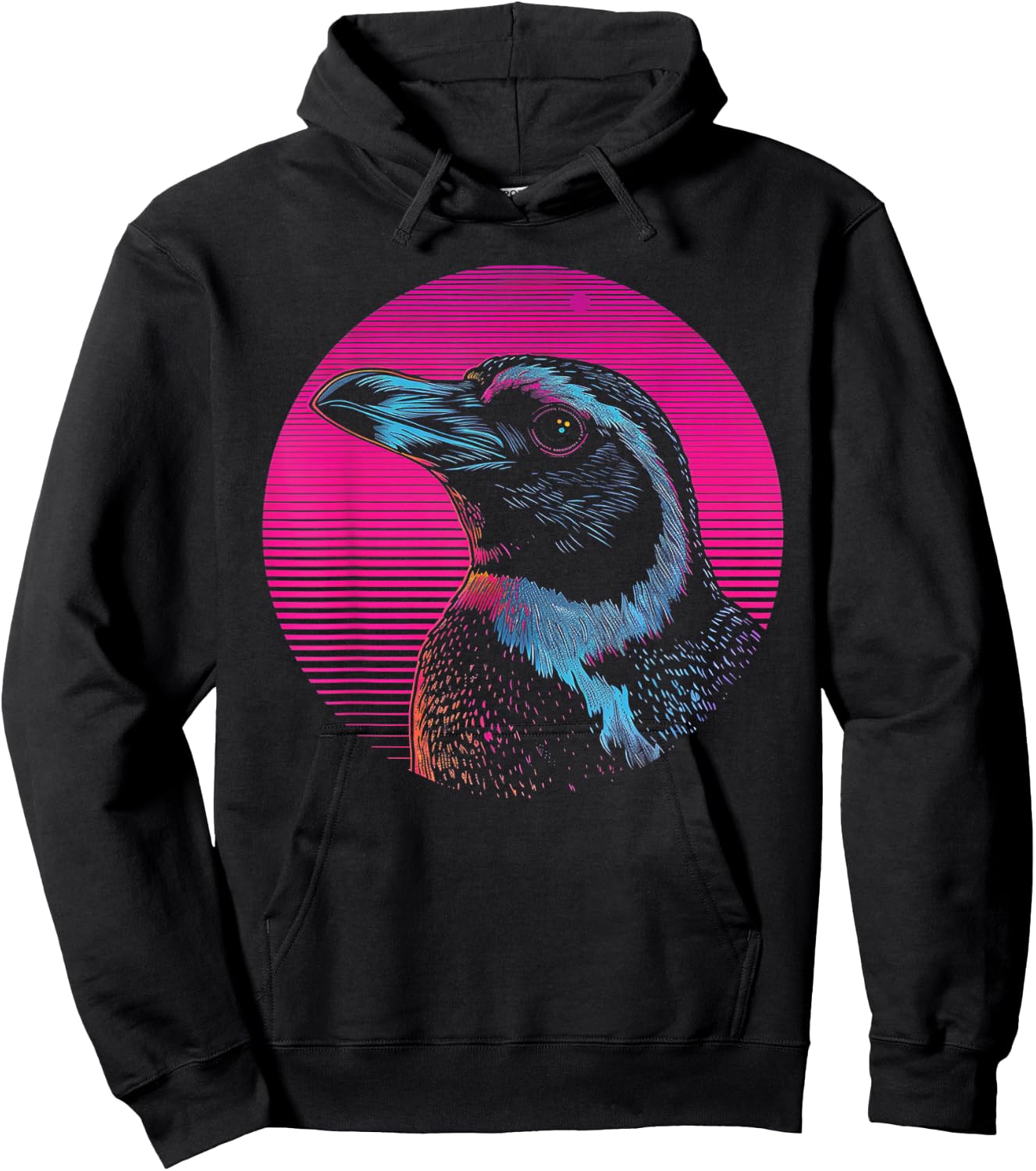 Penguin Vaporwave Aesthetic Vintage Synthwave 80s 90s Retro Hoodie - Hoodie | Black