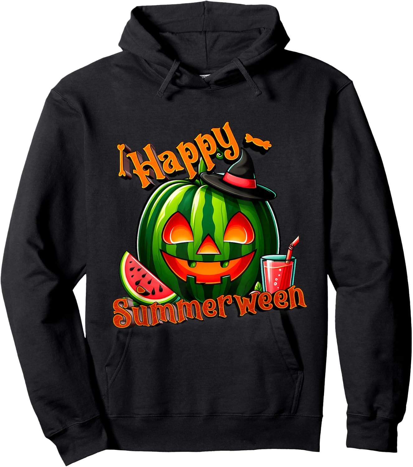 Summer ween Summer Watermelon Jack O Lantern Halloween Men Women Hoodie - Hoodie | Black