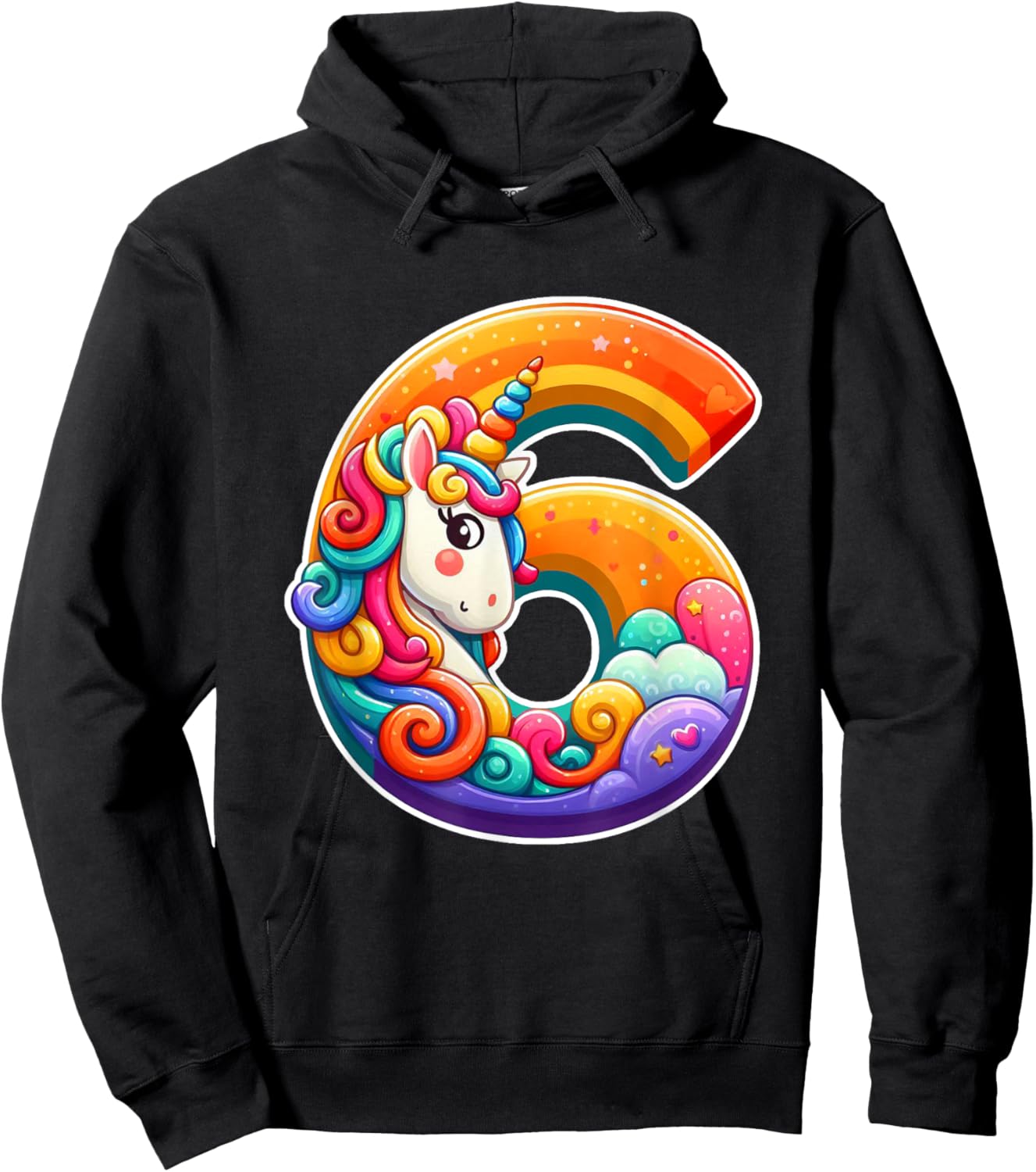 Unicorn 6th Birthday Girl 6 Years Old Hoodie - Hoodie | Black