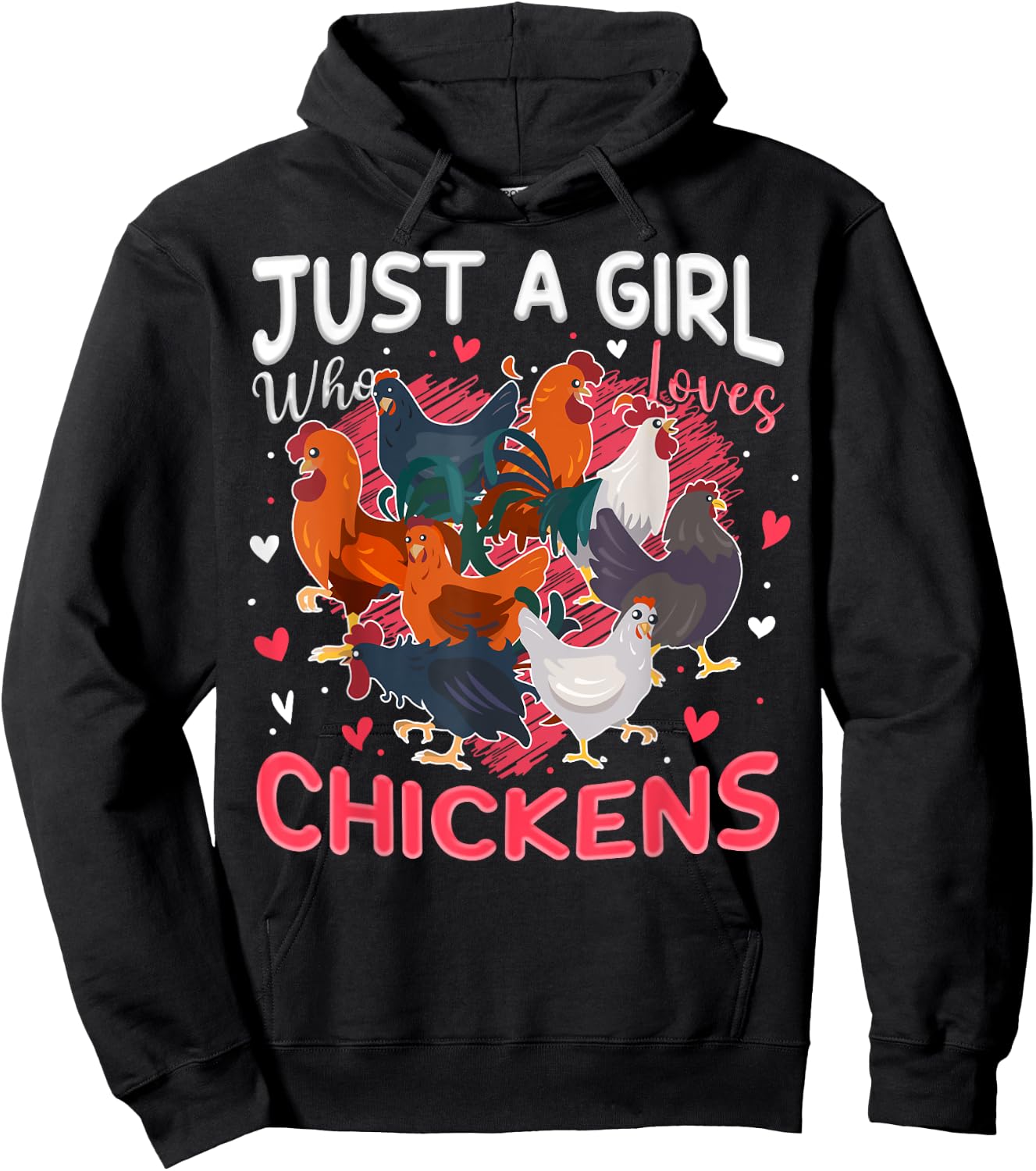 Girl Who Loves Chickens Farmer Animal Farm For Chicken Girls Hoodie - Hoodie | Black