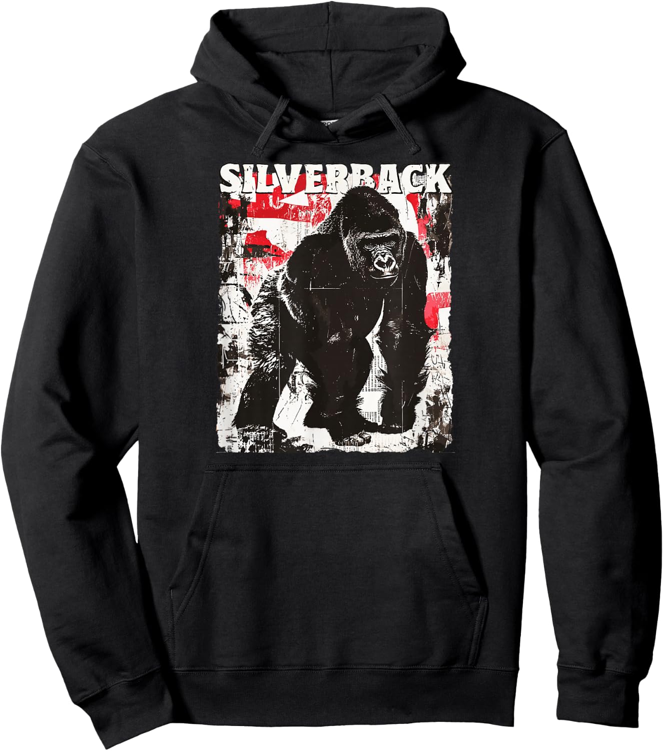 Gorilla Face Monkey Angry Growling Scary Silverback Gorilla Hoodie - Hoodie | Black