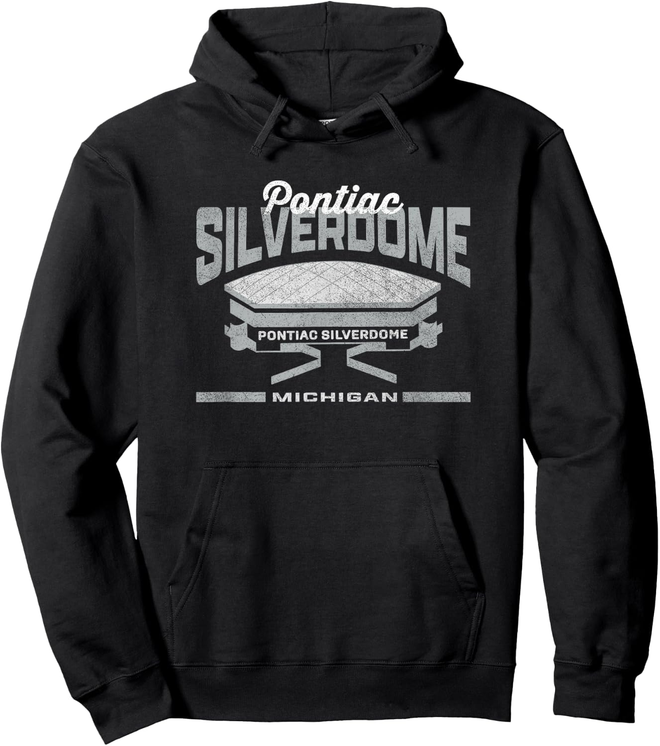Pontiac MI Silverdome Retro Football Vintage Stadium Detroit Hoodie - Hoodie | Black