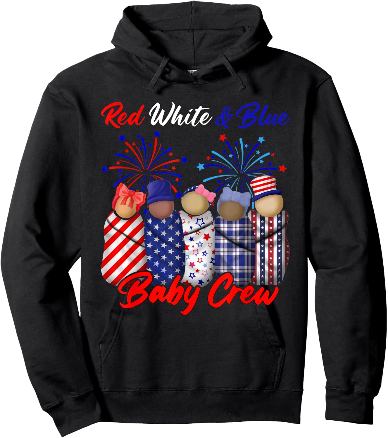 Red White And Blue Baby Crew 4th Of July Nicu Nurse Hoodie - Hoodie | Black